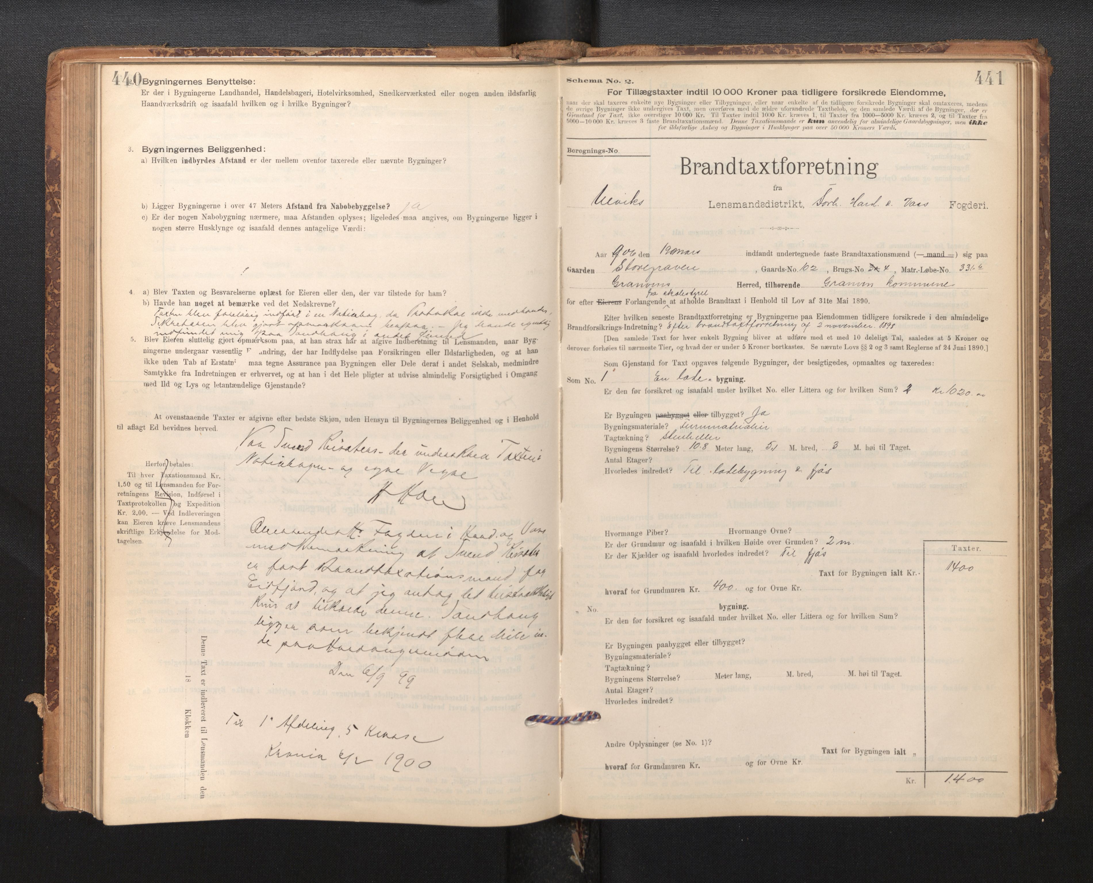 Lensmannen i Ulvik, SAB/A-35601/0012/L0003: Branntakstprotokoll, skjematakst, 1895-1946, s. 440-441