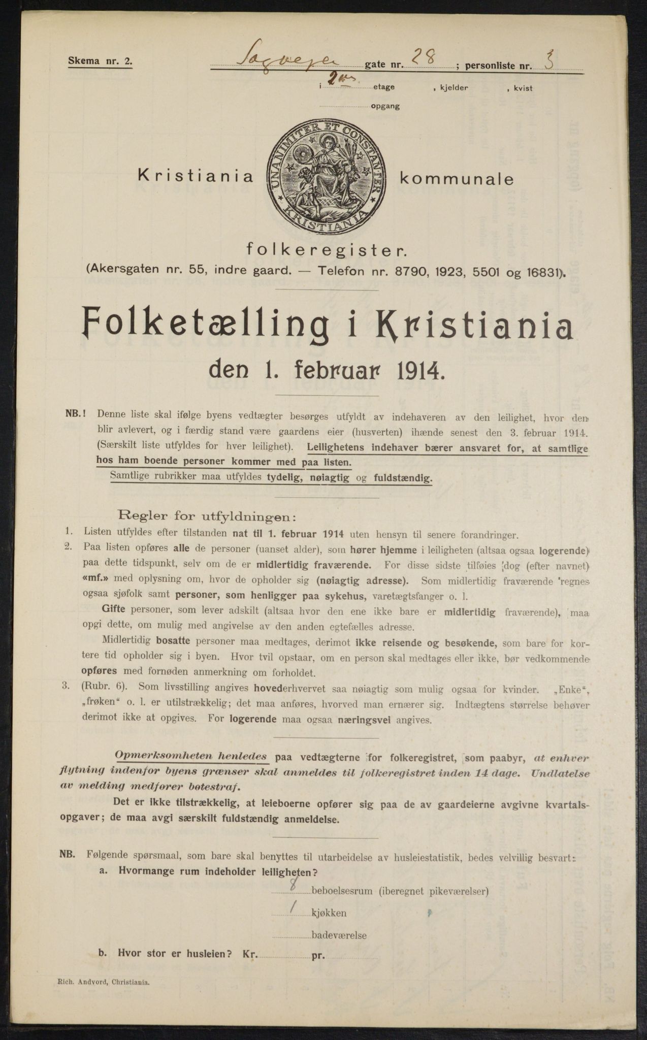 OBA, Kommunal folketelling 1.2.1914 for Kristiania, 1914, s. 86488