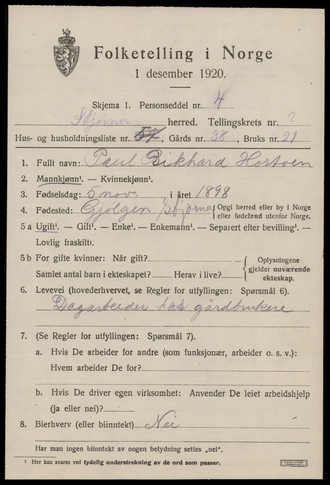 SAT, Folketelling 1920 for 1626 Stjørna herred, 1920, s. 2048