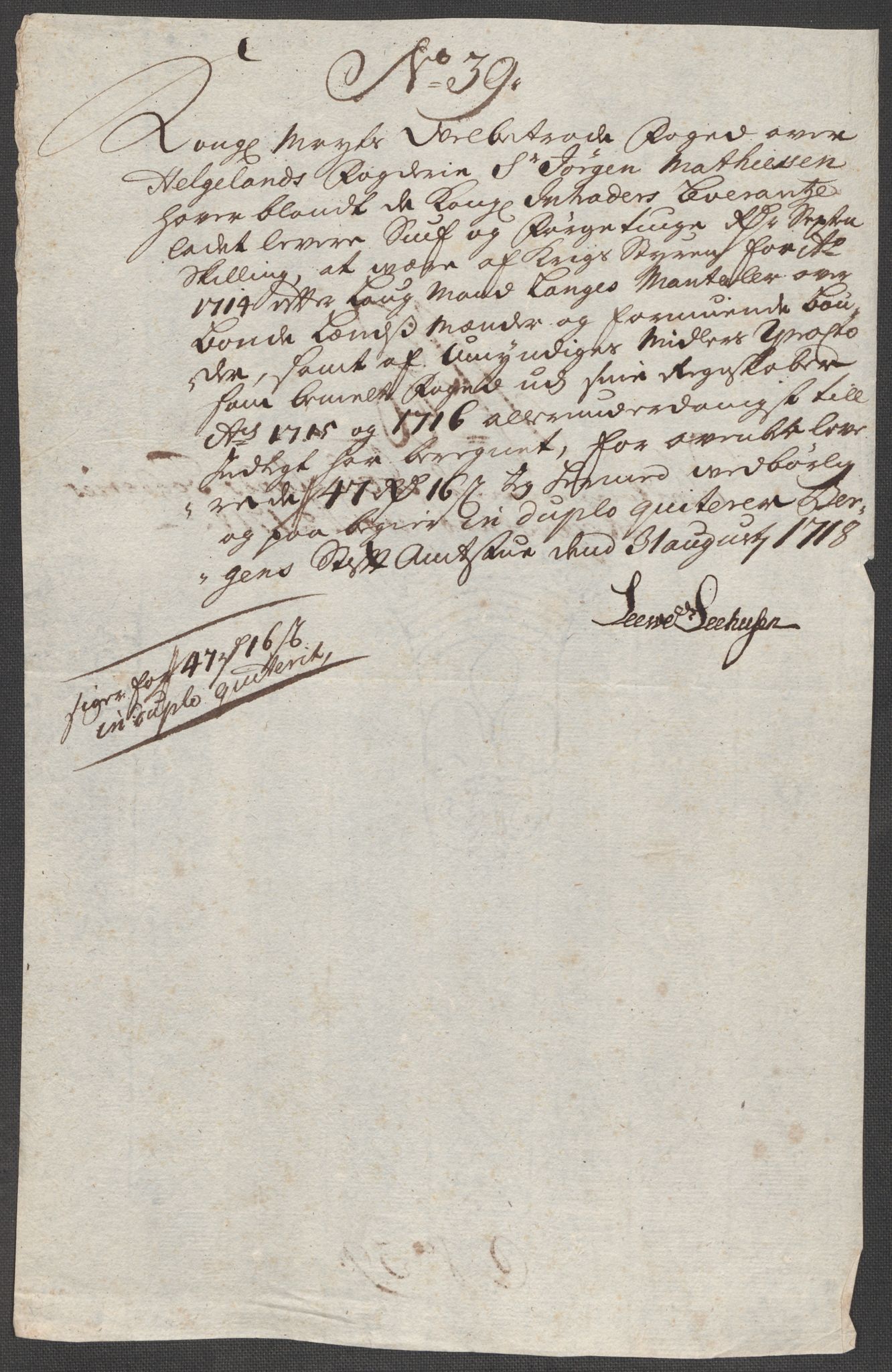 Rentekammeret inntil 1814, Reviderte regnskaper, Fogderegnskap, RA/EA-4092/R65/L4516: Fogderegnskap Helgeland, 1718, s. 273