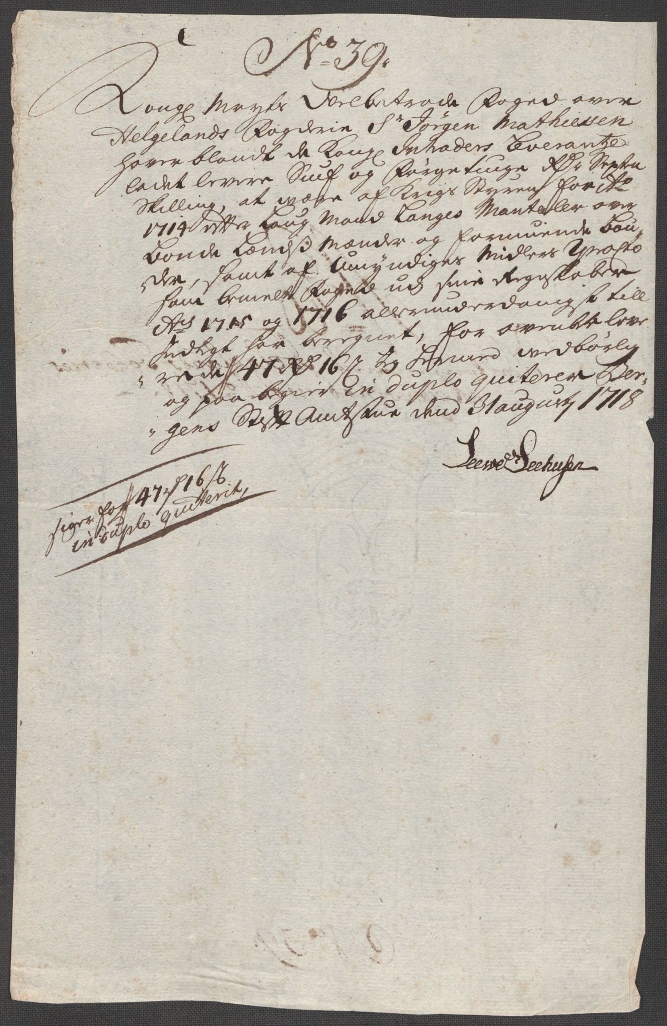 Rentekammeret inntil 1814, Reviderte regnskaper, Fogderegnskap, AV/RA-EA-4092/R65/L4516: Fogderegnskap Helgeland, 1718, s. 273