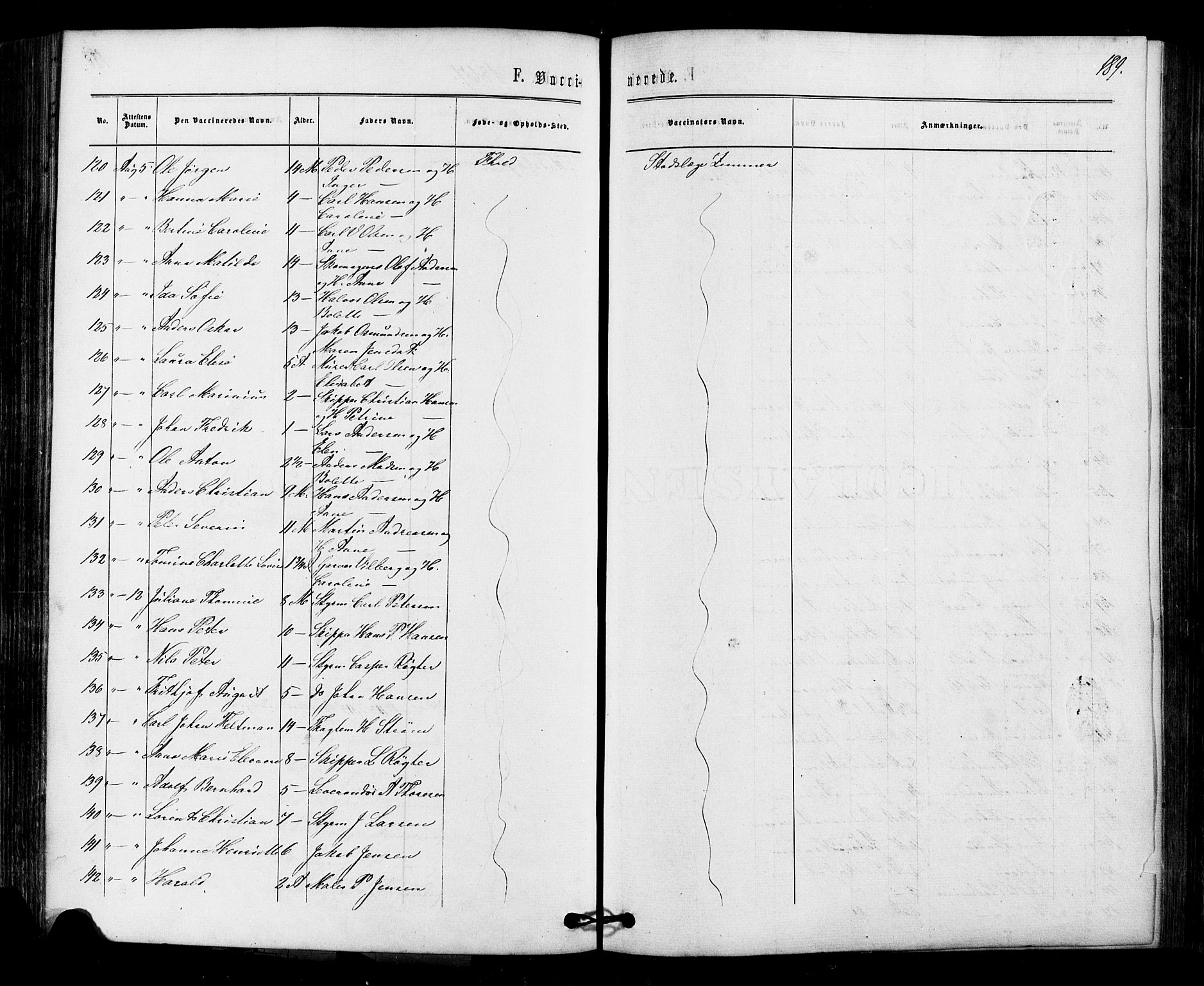 Halden prestekontor Kirkebøker, SAO/A-10909/F/Fa/L0010: Ministerialbok nr. I 10, 1866-1877, s. 189