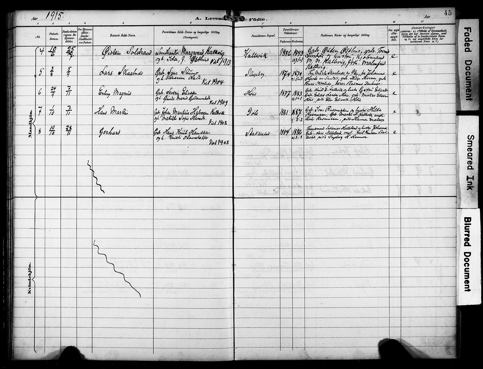 Avaldsnes sokneprestkontor, AV/SAST-A -101851/H/Ha/Haa/L0016: Ministerialbok nr. A 16, 1893-1918, s. 45