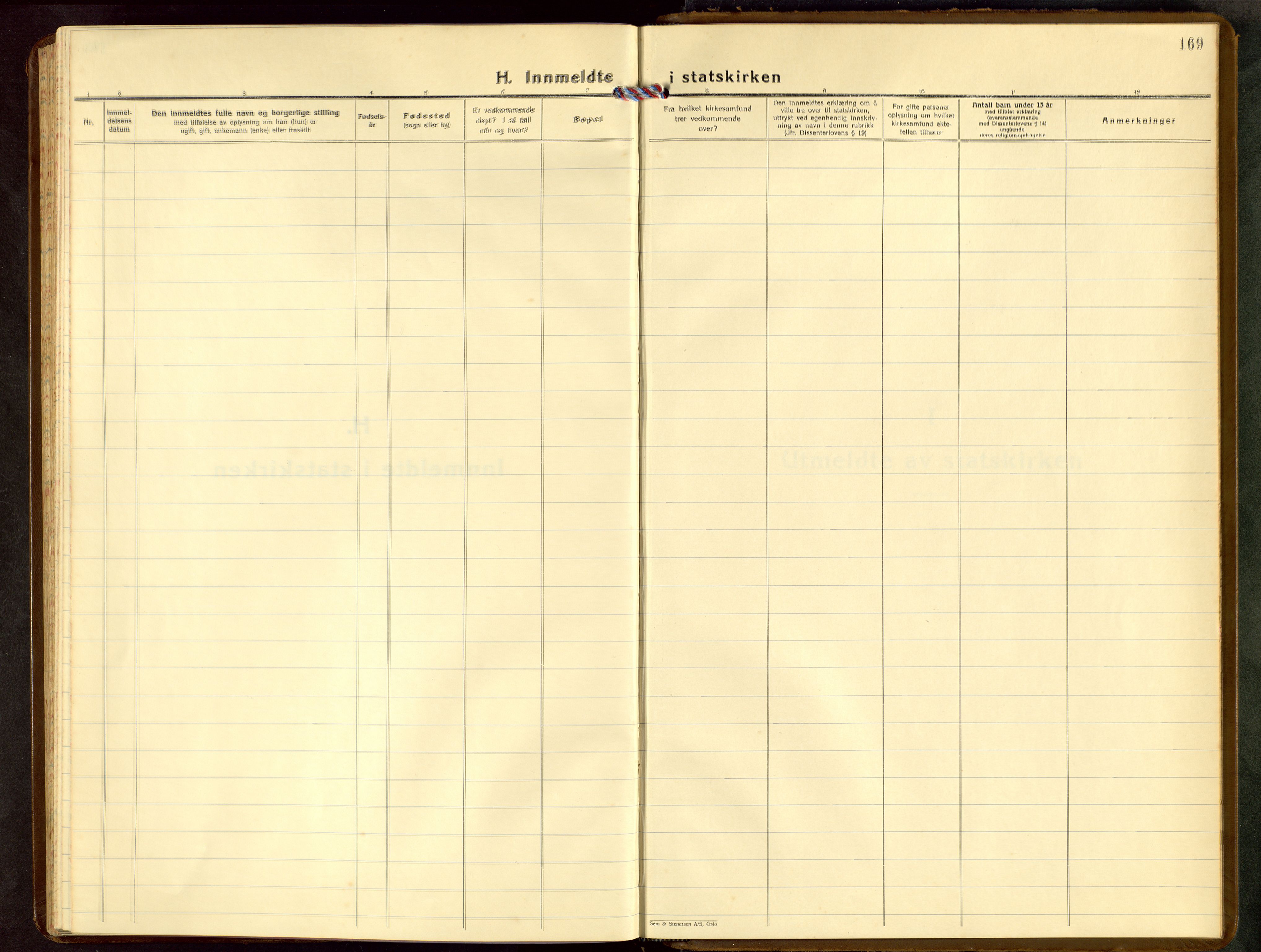 Skudenes sokneprestkontor, AV/SAST-A -101849/H/Ha/Hab/L0014: Klokkerbok nr. B 14, 1937-1956, s. 169