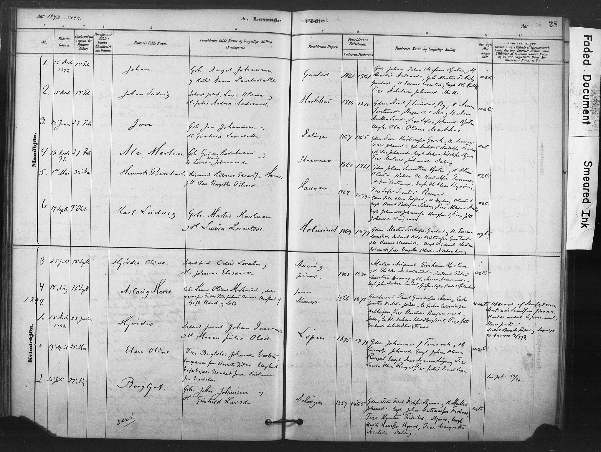 Ministerialprotokoller, klokkerbøker og fødselsregistre - Nord-Trøndelag, SAT/A-1458/719/L0178: Ministerialbok nr. 719A01, 1878-1900, s. 28