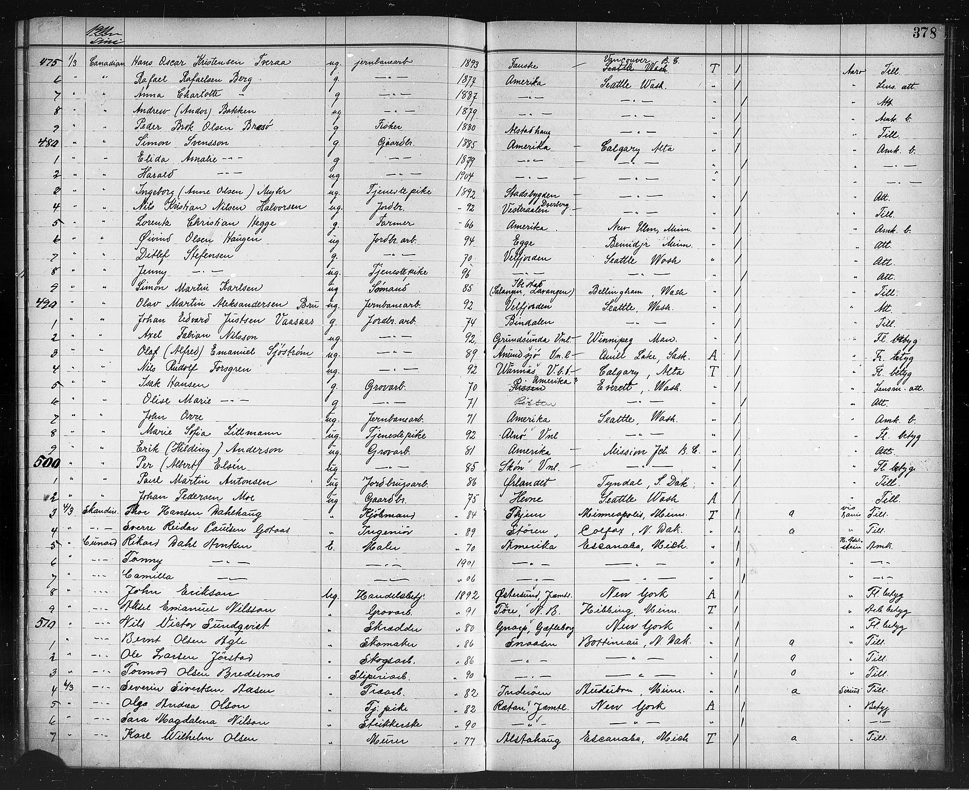 Trondheim politikammer, AV/SAT-A-1887/1/32/L0014: Emigrantprotokoll XIII, 1907-1911, s. 378