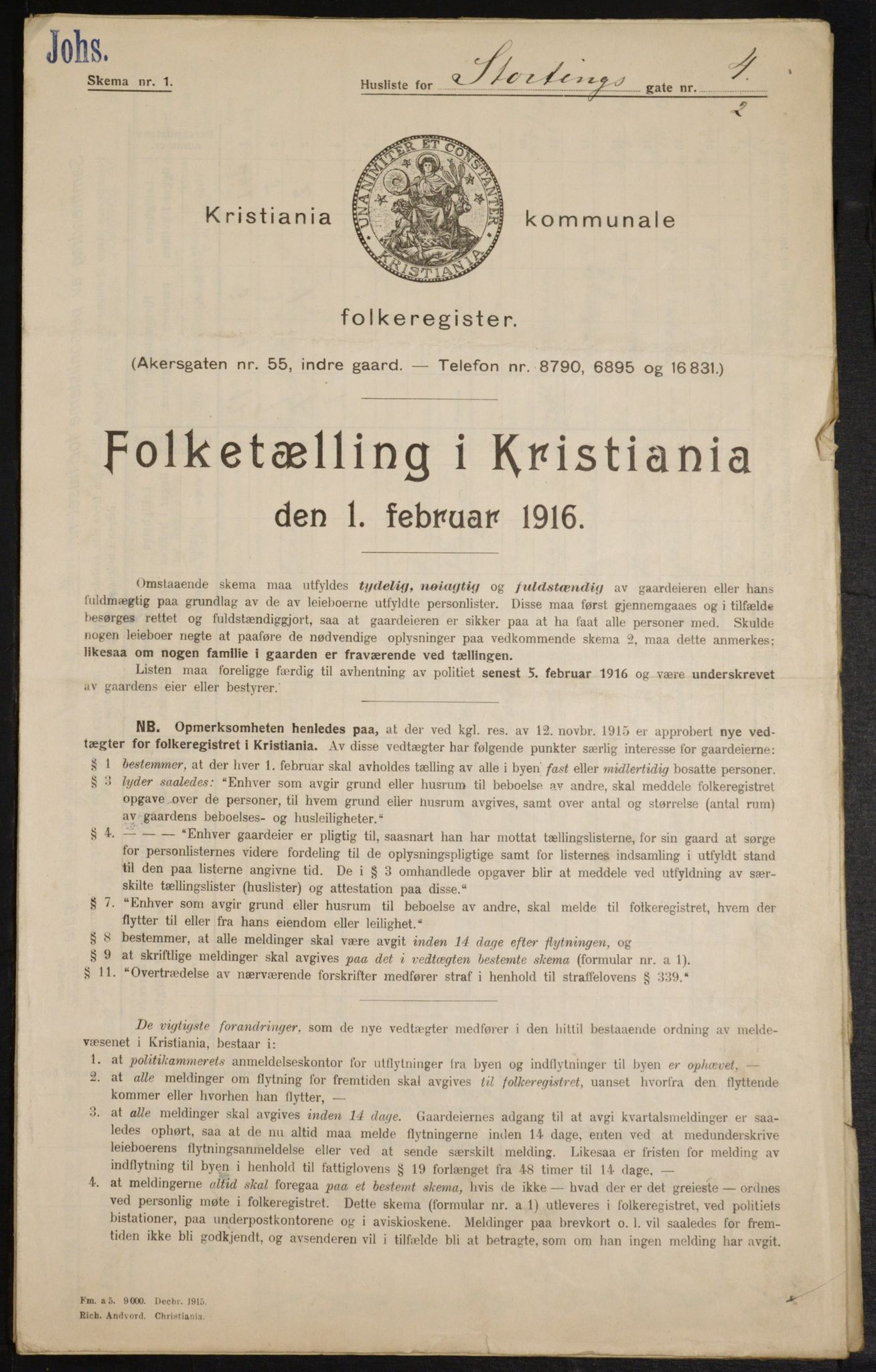 OBA, Kommunal folketelling 1.2.1916 for Kristiania, 1916, s. 106281