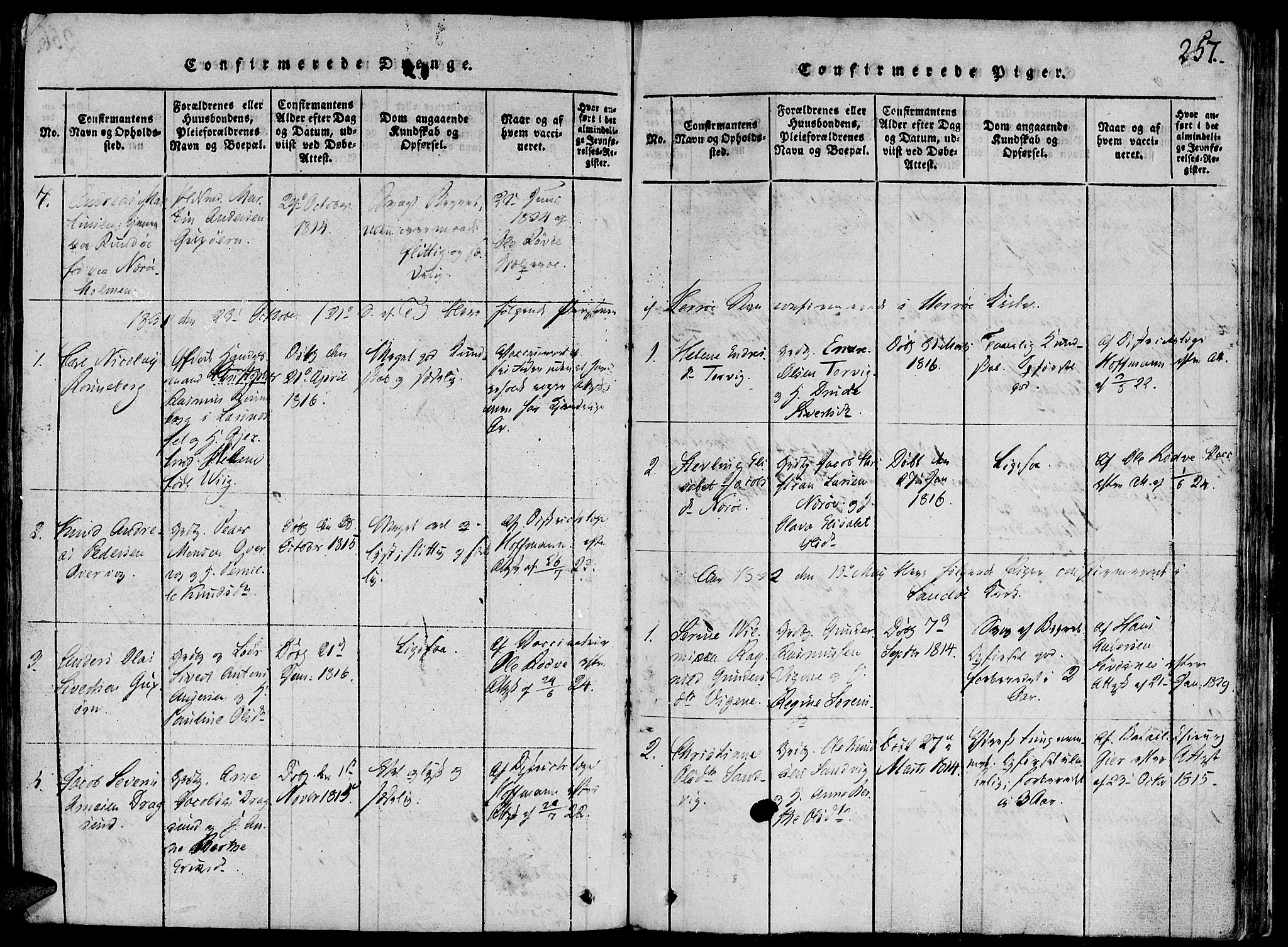 Ministerialprotokoller, klokkerbøker og fødselsregistre - Møre og Romsdal, AV/SAT-A-1454/507/L0069: Ministerialbok nr. 507A04, 1816-1841, s. 257