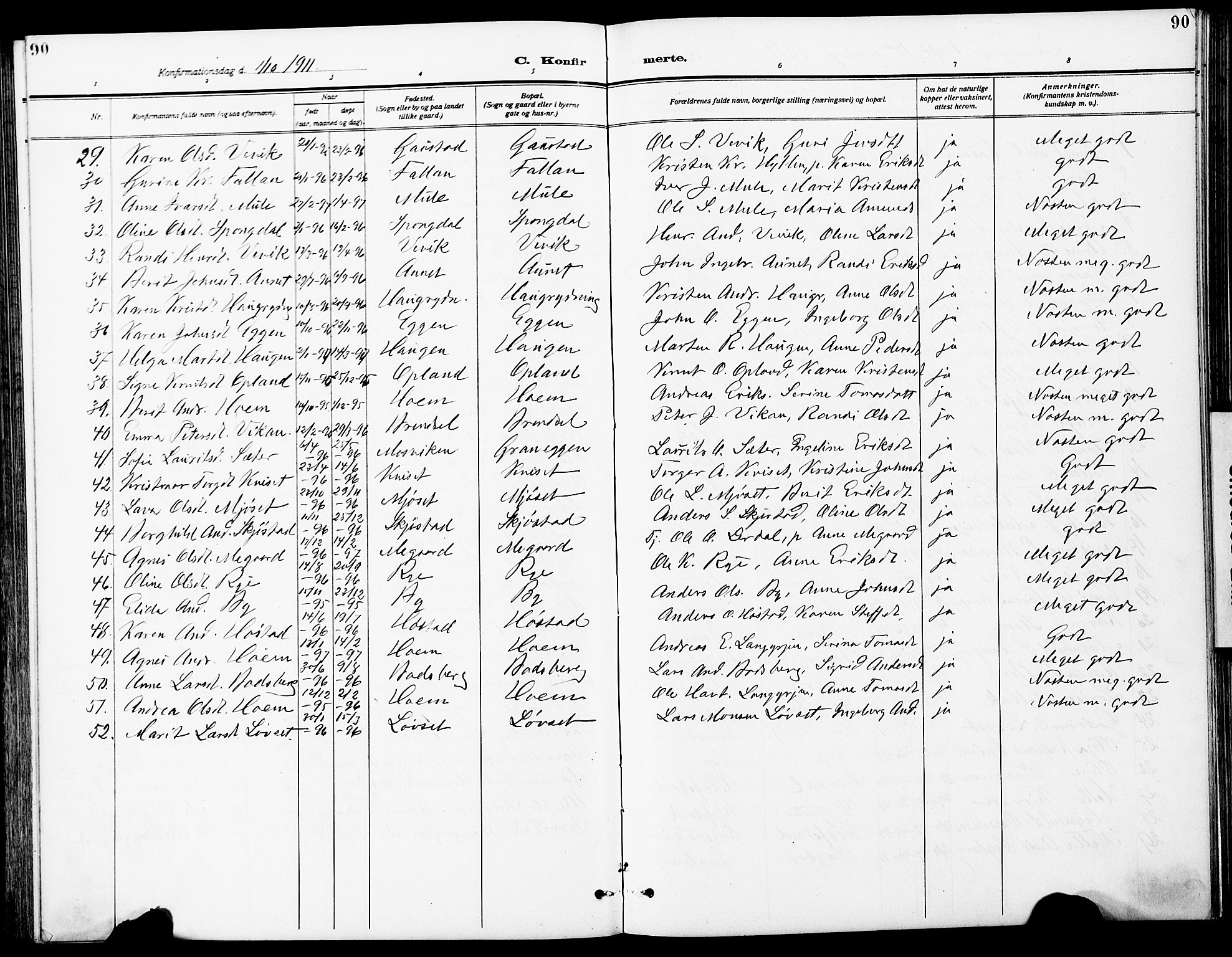 Ministerialprotokoller, klokkerbøker og fødselsregistre - Sør-Trøndelag, AV/SAT-A-1456/612/L0388: Klokkerbok nr. 612C04, 1909-1929, s. 90
