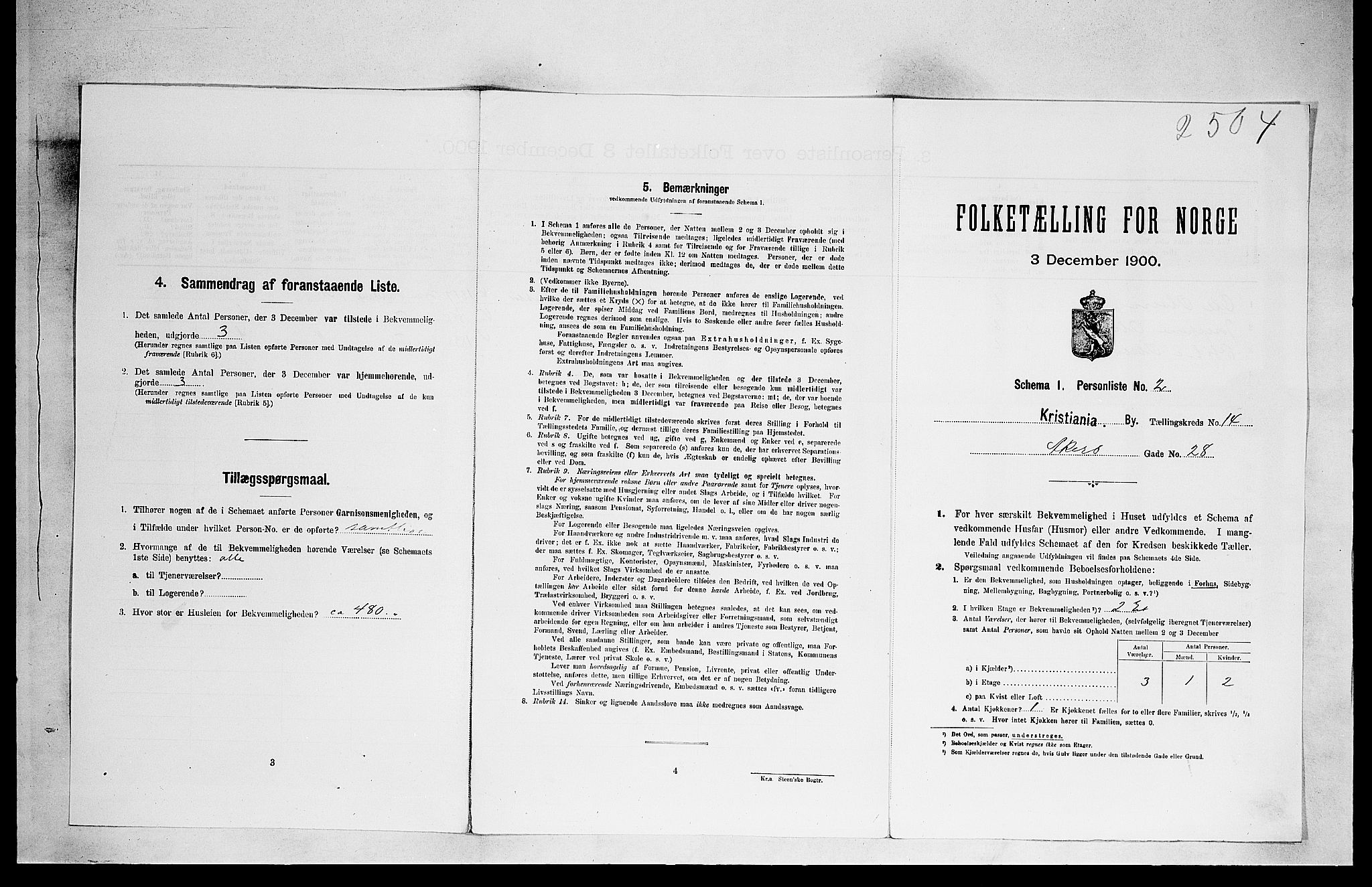 SAO, Folketelling 1900 for 0301 Kristiania kjøpstad, 1900, s. 1273