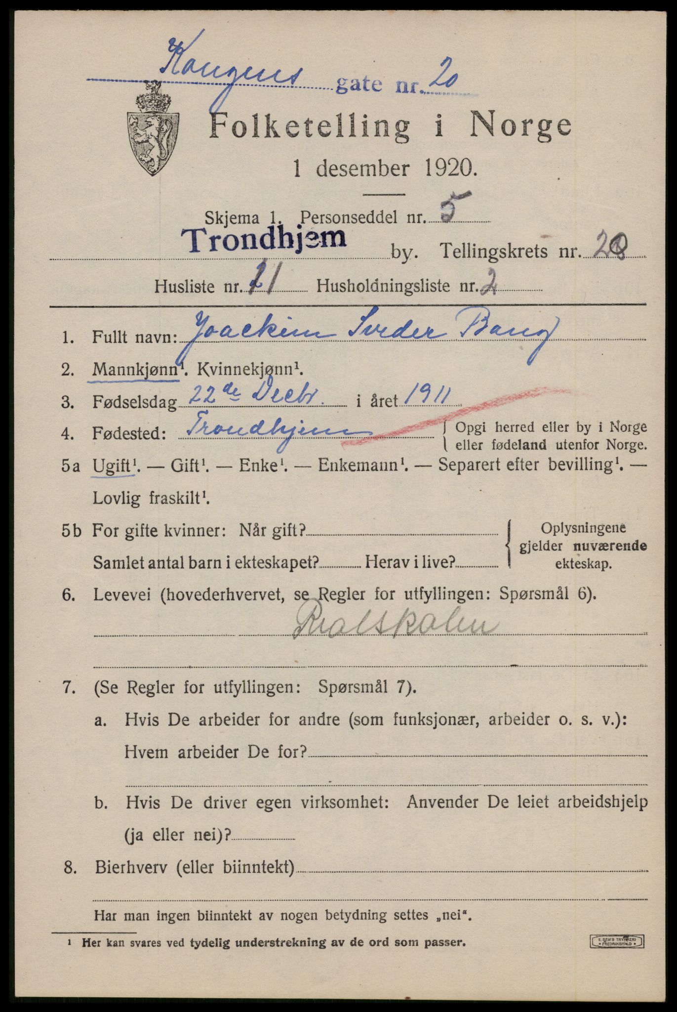 SAT, Folketelling 1920 for 1601 Trondheim kjøpstad, 1920, s. 69804