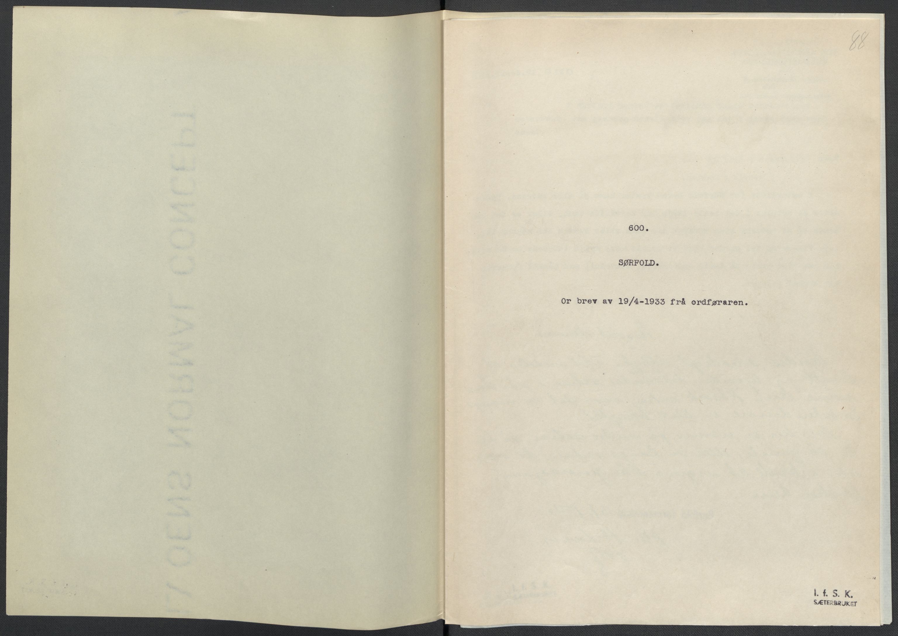 Instituttet for sammenlignende kulturforskning, AV/RA-PA-0424/F/Fc/L0016/0002: Eske B16: / Nordland (perm XLVII), 1932-1936, s. 88