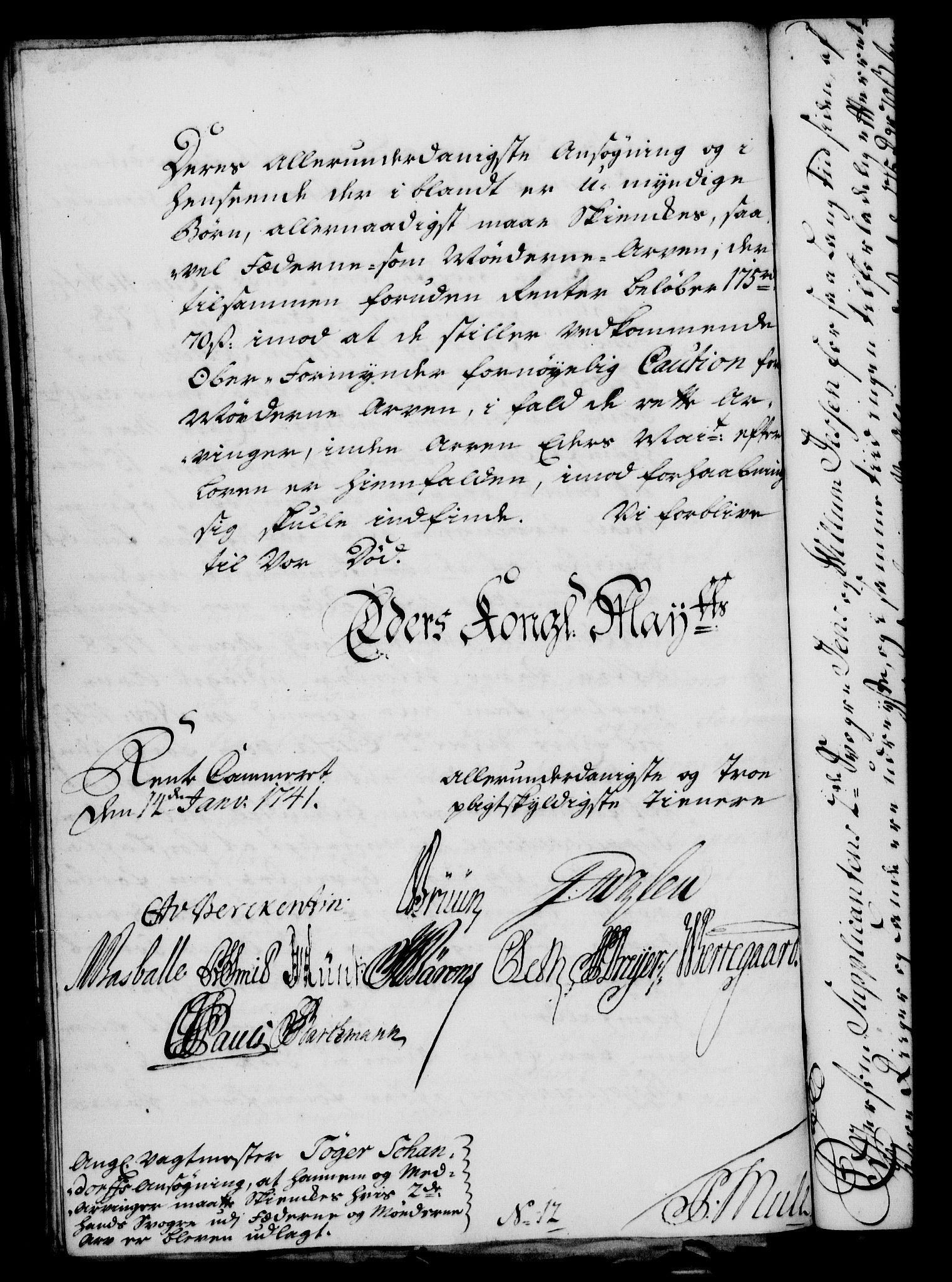 Rentekammeret, Kammerkanselliet, RA/EA-3111/G/Gf/Gfa/L0024: Norsk relasjons- og resolusjonsprotokoll (merket RK 52.24), 1741, s. 96