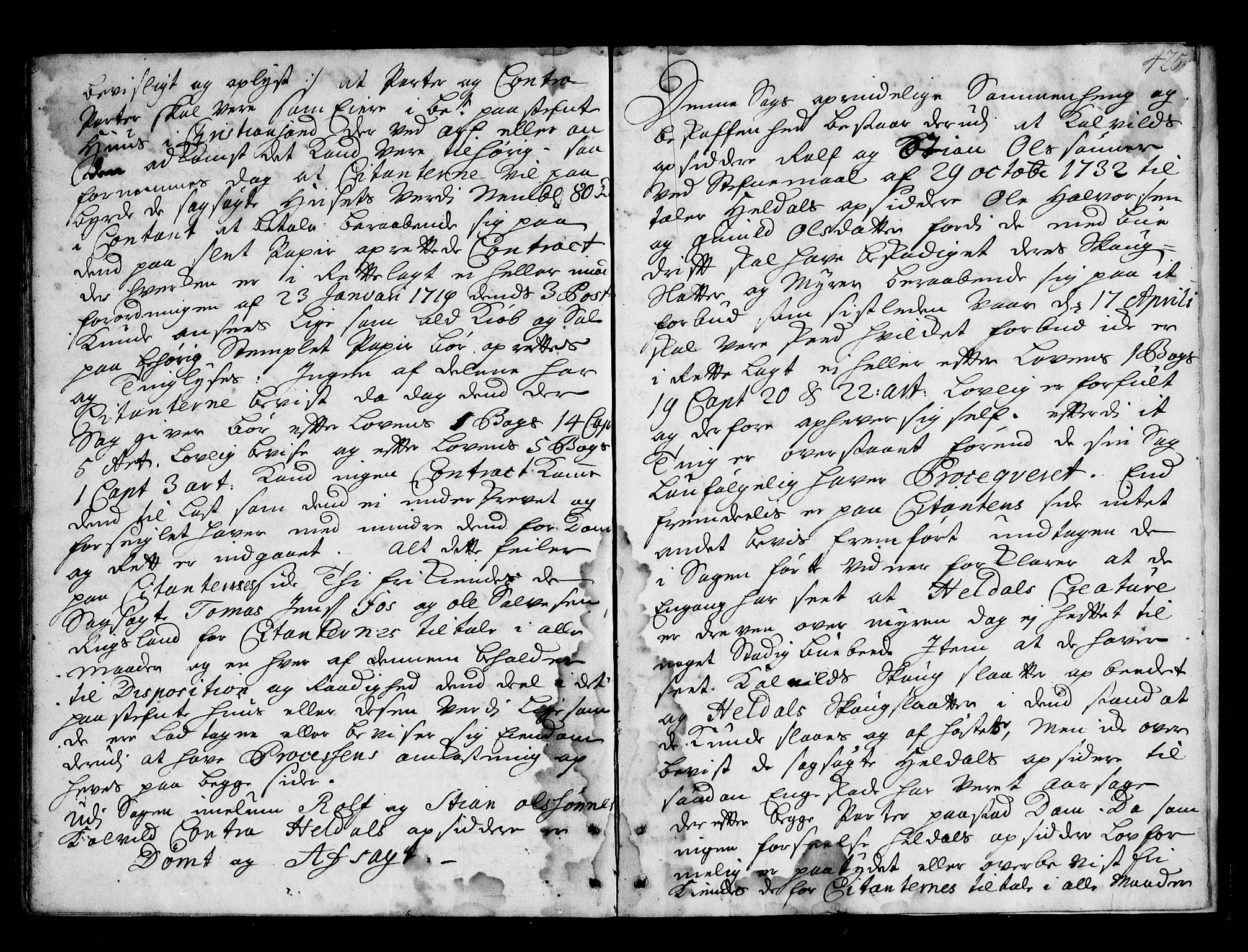 Nedenes sorenskriveri før 1824, SAK/1221-0007/F/Fa/L0022: Tingbok med register nr 17, 1730-1732, s. 424b-425a