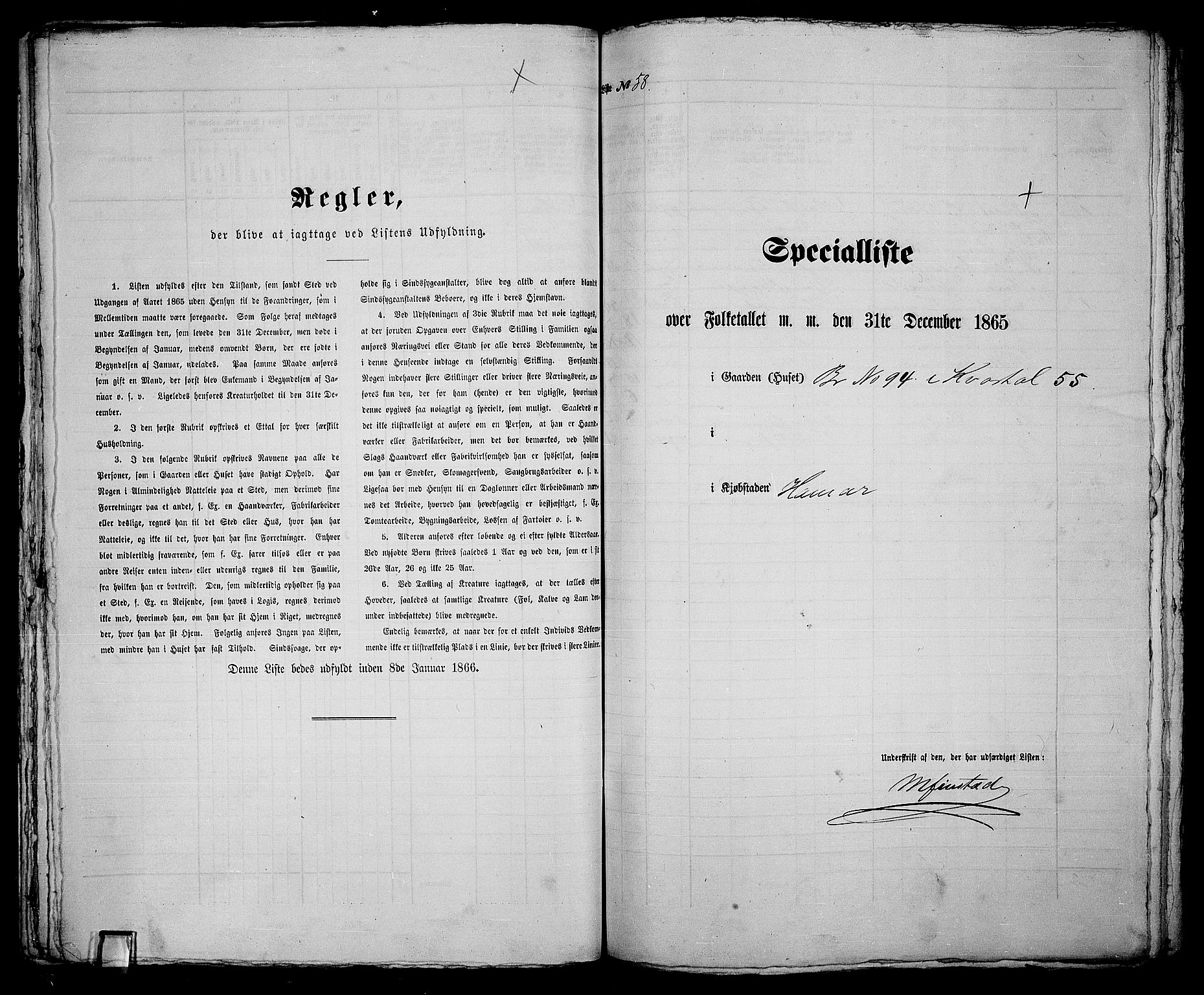 RA, Folketelling 1865 for 0401B Vang prestegjeld, Hamar kjøpstad, 1865, s. 124
