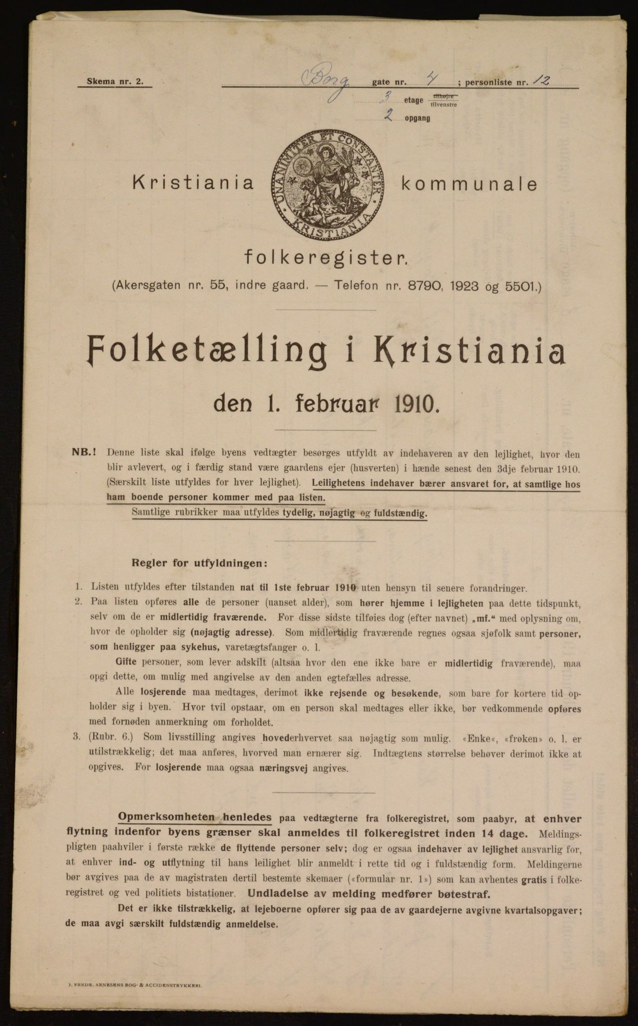 OBA, Kommunal folketelling 1.2.1910 for Kristiania, 1910, s. 7396