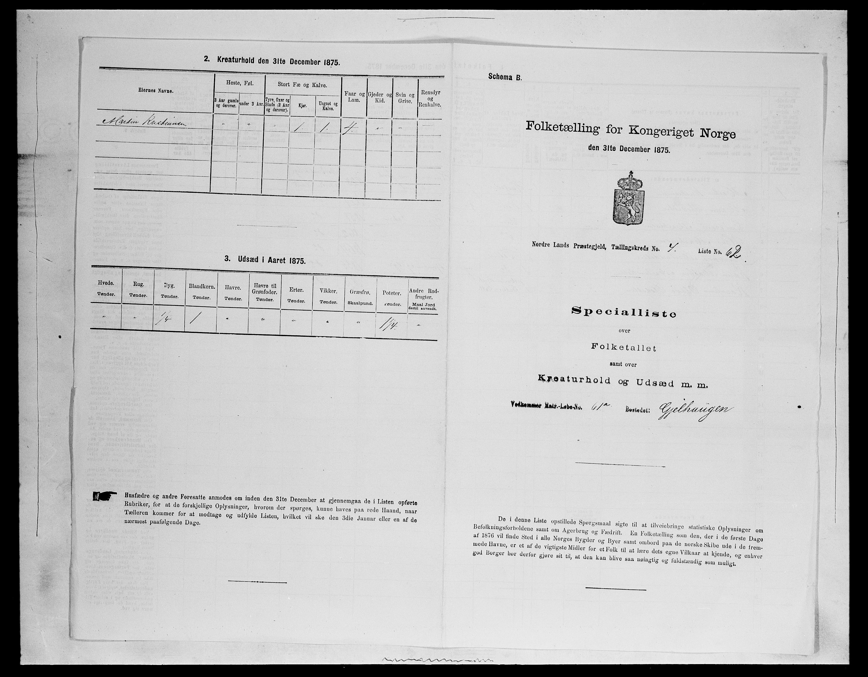 SAH, Folketelling 1875 for 0538P Nordre Land prestegjeld, 1875, s. 677