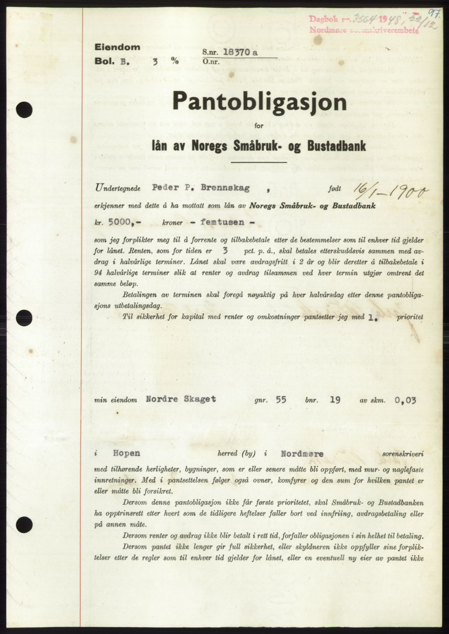 Nordmøre sorenskriveri, SAT/A-4132/1/2/2Ca: Pantebok nr. B100, 1948-1949, Tingl.dato: 22.12.1948