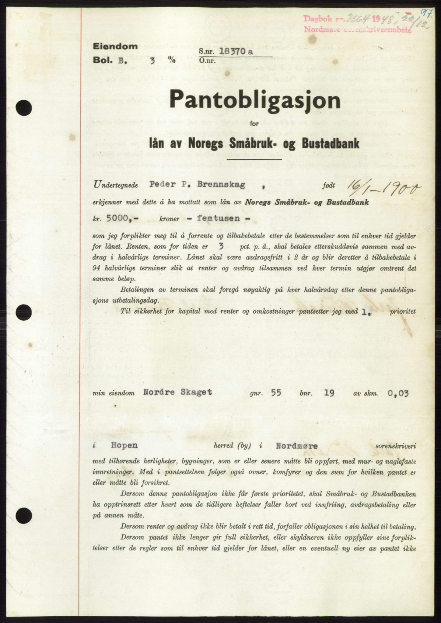 Nordmøre sorenskriveri, AV/SAT-A-4132/1/2/2Ca: Pantebok nr. B100, 1948-1949, Tingl.dato: 22.12.1948