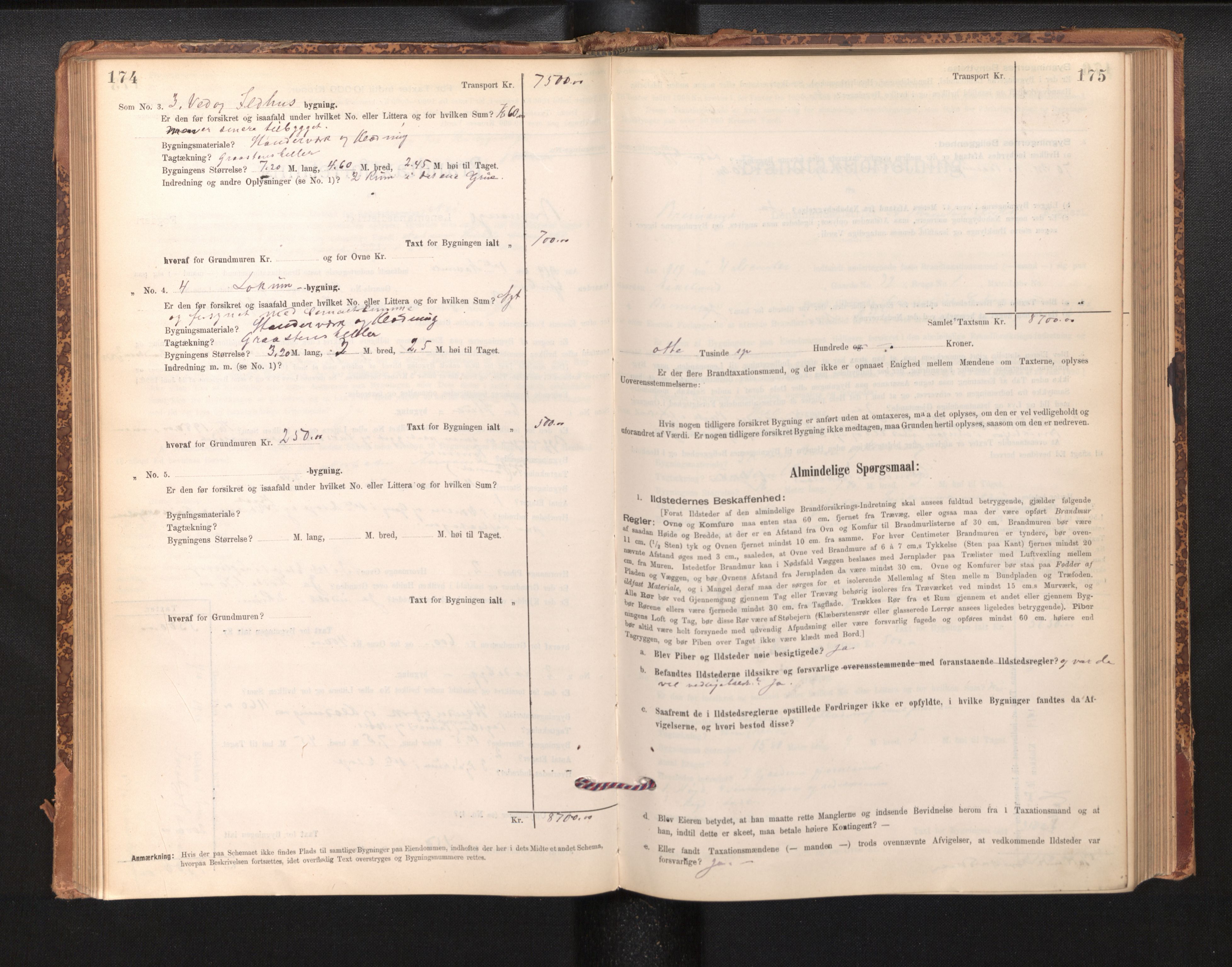 Lensmannen i Bremanger, SAB/A-26701/0012/L0007: Branntakstprotokoll, skjematakst, 1895-1936, s. 174-175