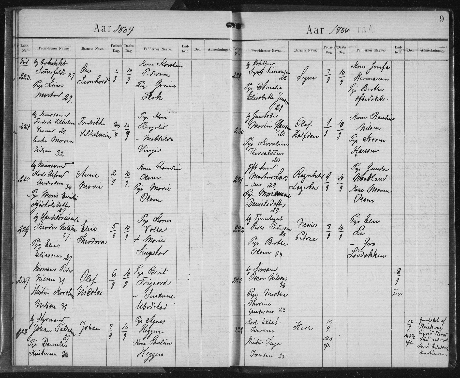 Rikshospitalet prestekontor Kirkebøker, AV/SAO-A-10309b/K/L0003/0002: Dåpsbok nr. 3.2, 1884-1889, s. 9