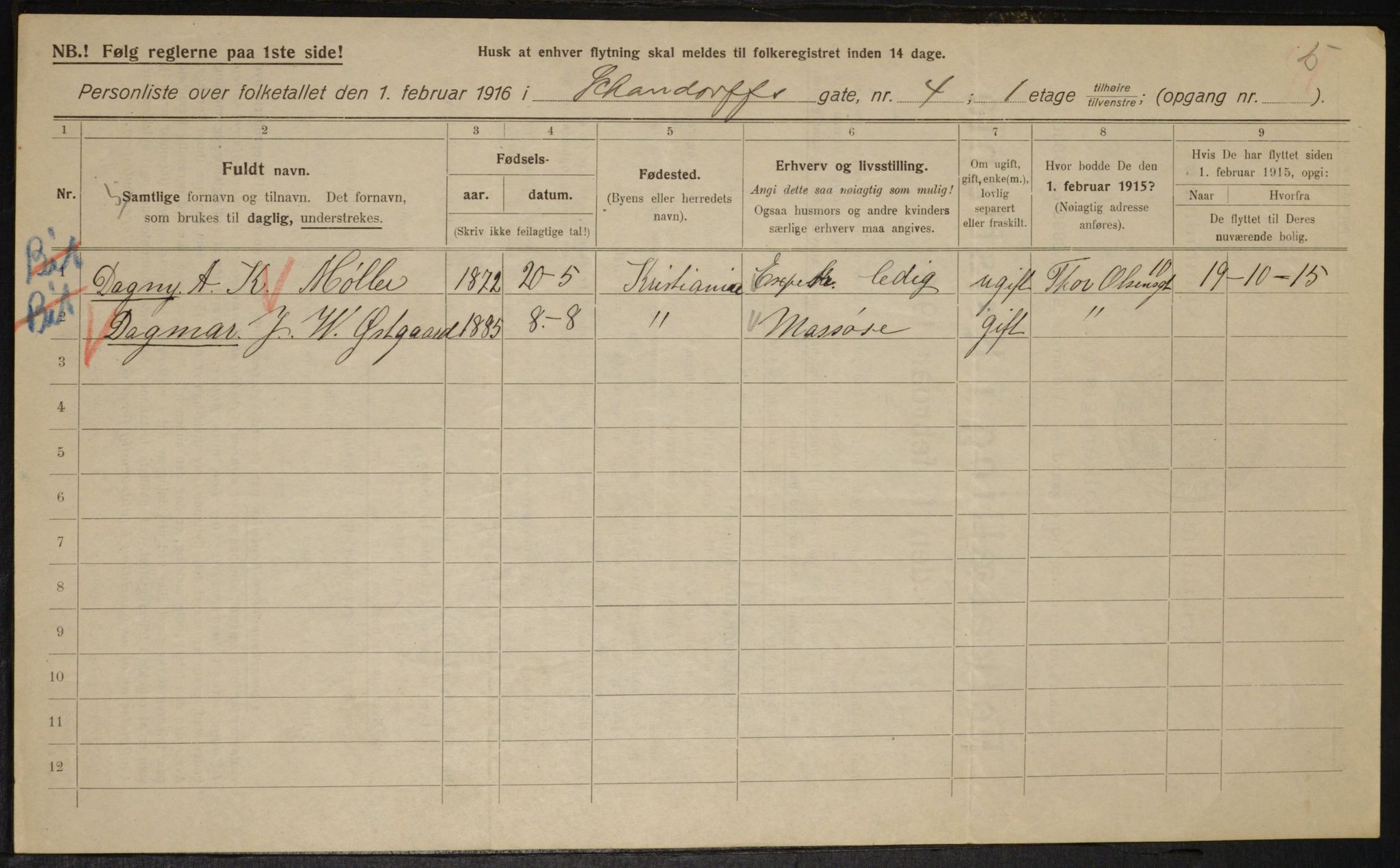 OBA, Kommunal folketelling 1.2.1916 for Kristiania, 1916, s. 91740