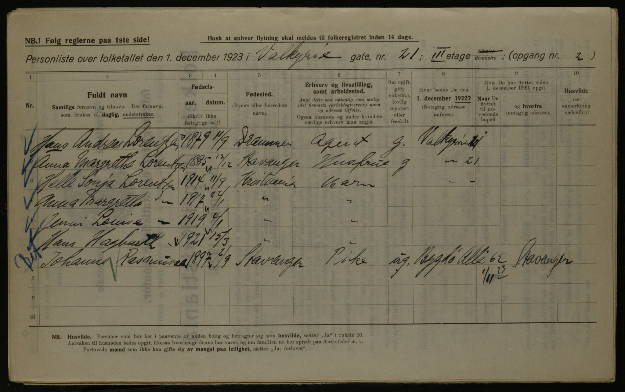 OBA, Kommunal folketelling 1.12.1923 for Kristiania, 1923, s. 134640