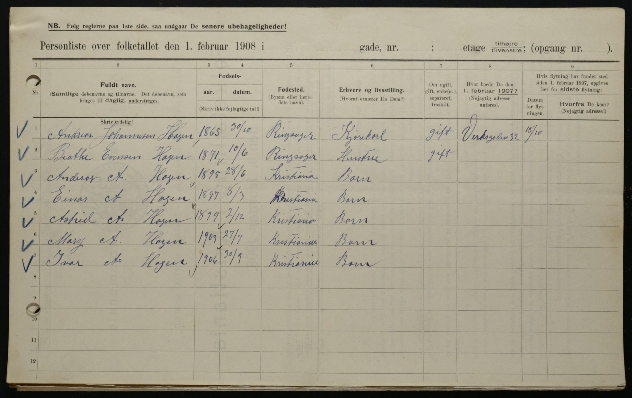 OBA, Kommunal folketelling 1.2.1908 for Kristiania kjøpstad, 1908, s. 43880