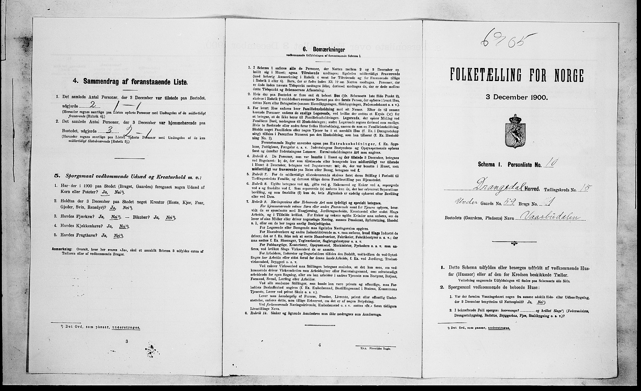 SAKO, Folketelling 1900 for 0817 Drangedal herred, 1900, s. 1171