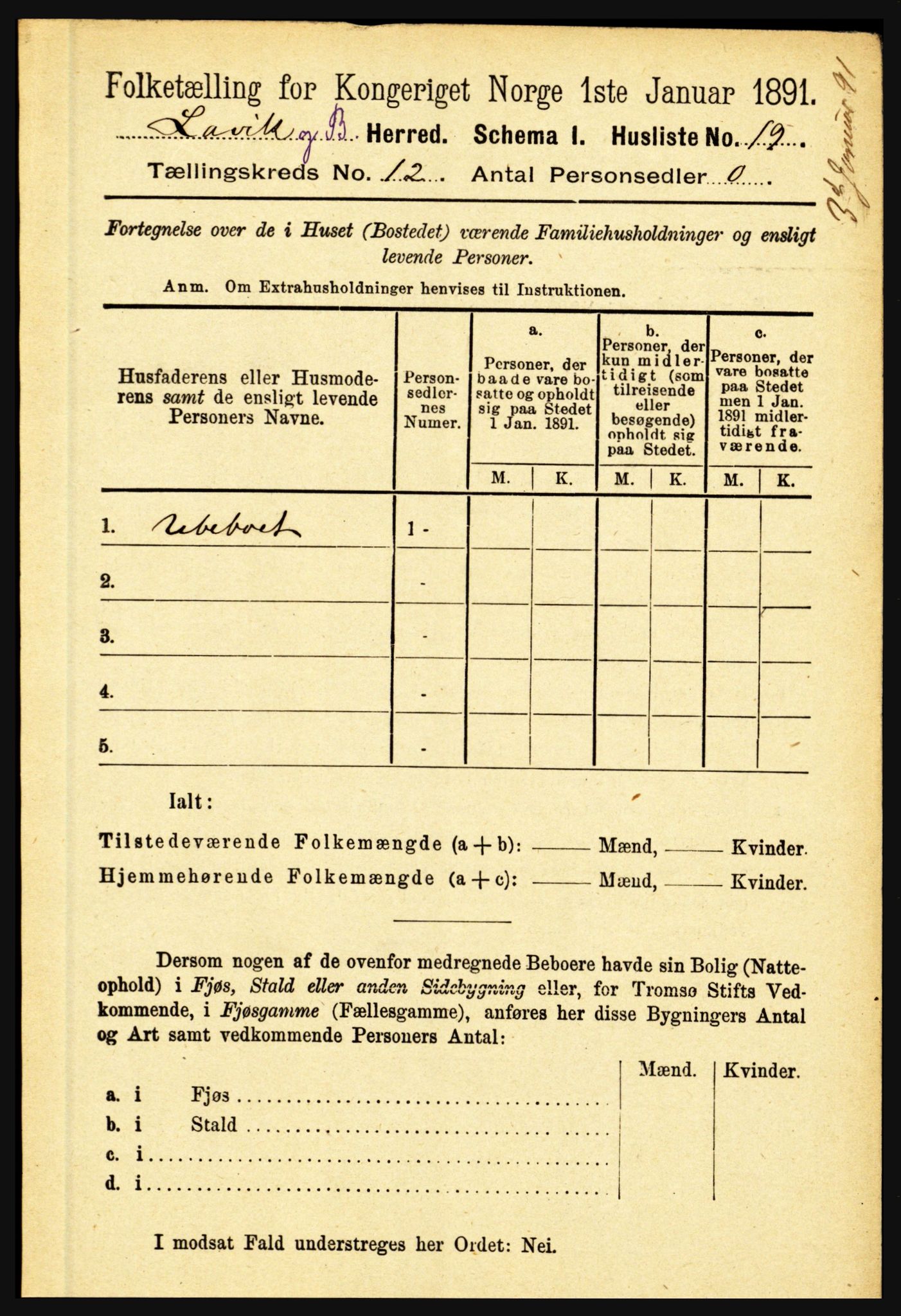 RA, Folketelling 1891 for 1415 Lavik og Brekke herred, 1891, s. 2347