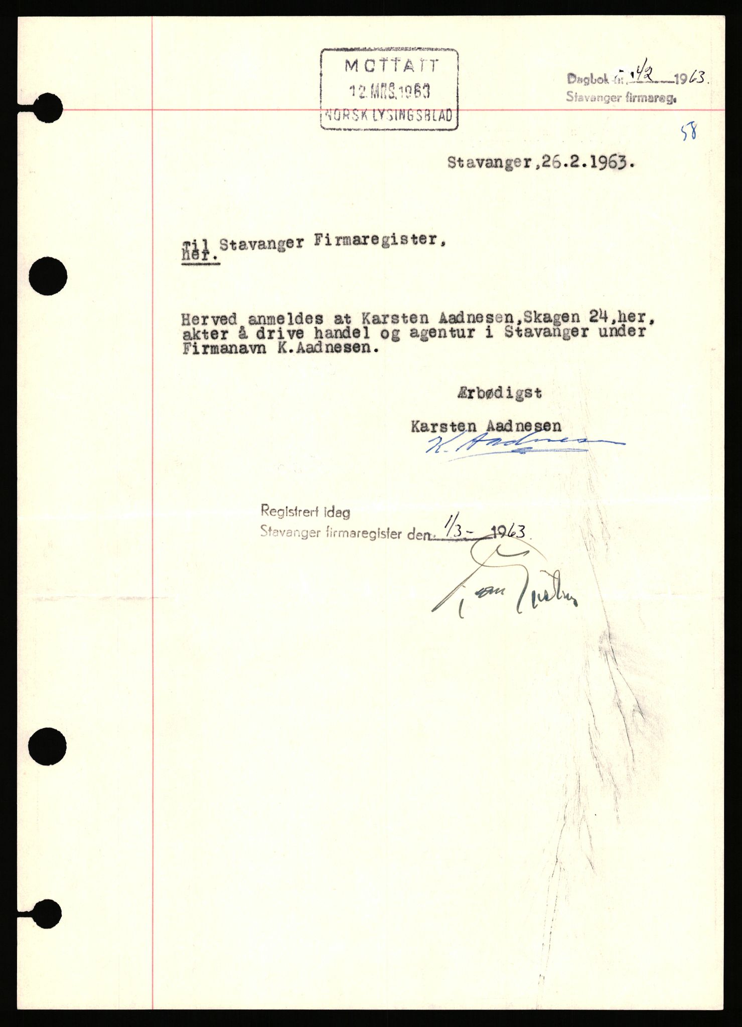 Stavanger byfogd, SAST/A-101408/002/J/Jd/Jde/L0003: Registreringsmeldinger og bilag. Enkeltmannsforetak, 751-1000, 1928-1976, s. 293