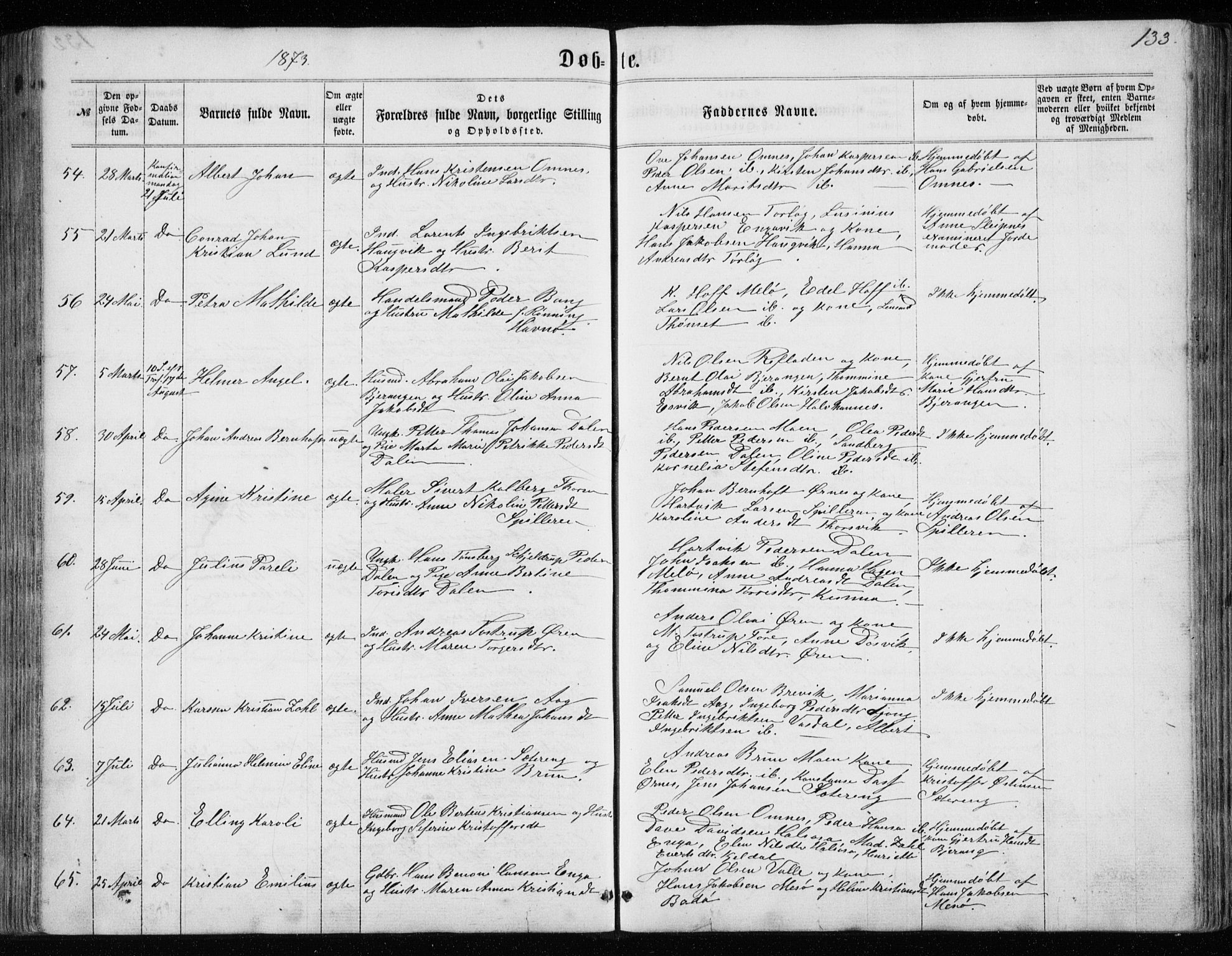 Ministerialprotokoller, klokkerbøker og fødselsregistre - Nordland, AV/SAT-A-1459/843/L0634: Klokkerbok nr. 843C03, 1860-1884, s. 133