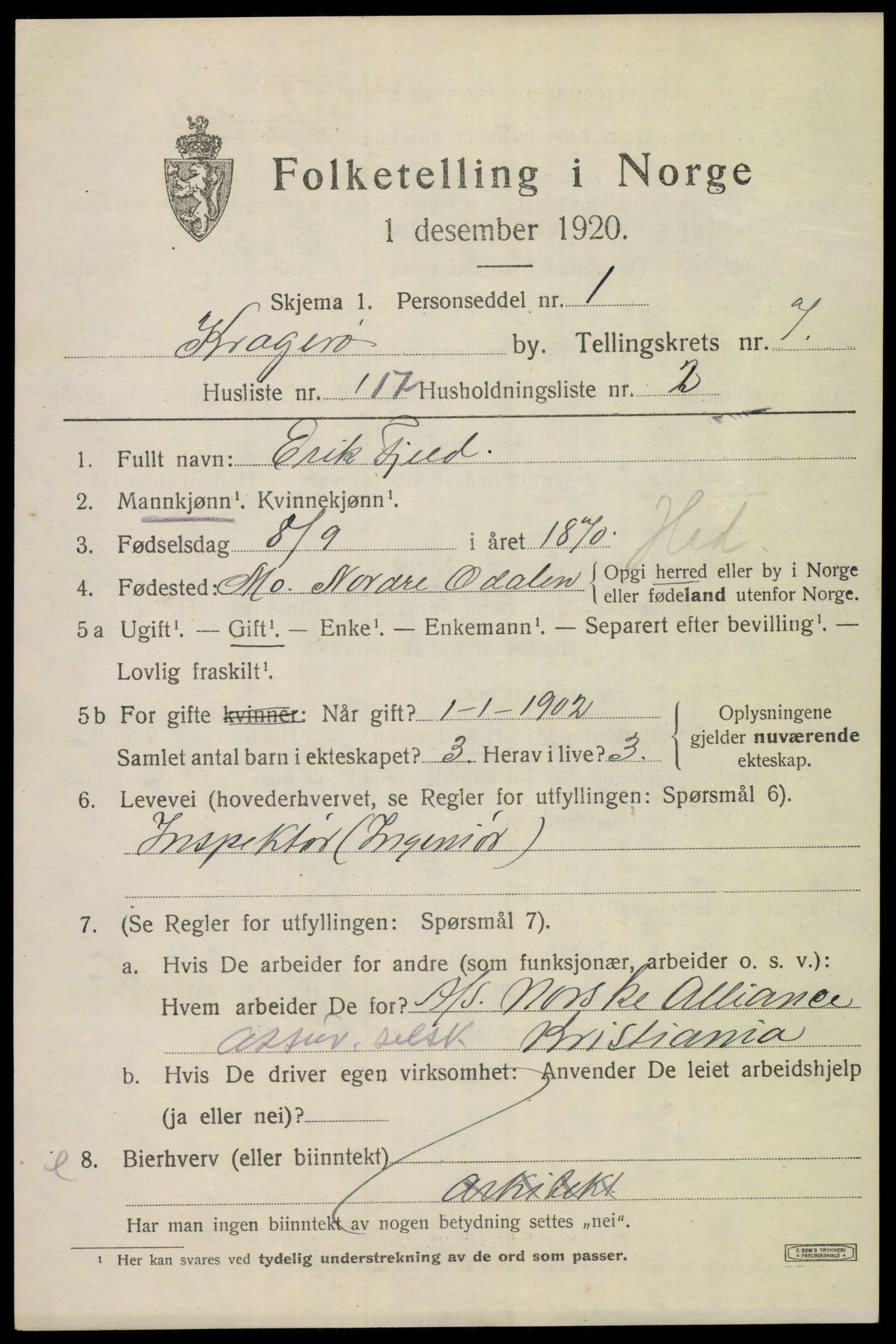 SAKO, Folketelling 1920 for 0801 Kragerø kjøpstad, 1920, s. 11031