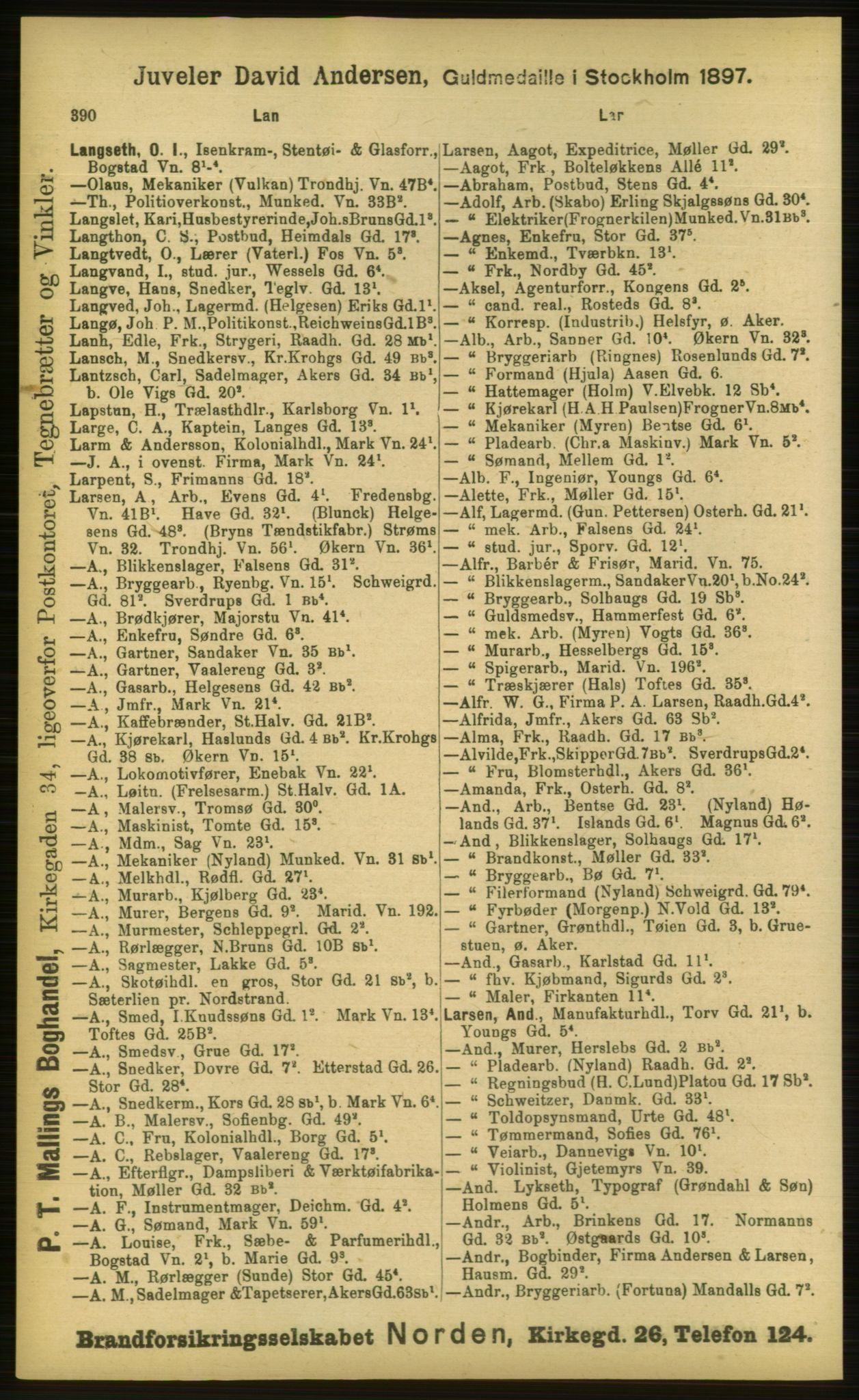 Kristiania/Oslo adressebok, PUBL/-, 1898, s. 390