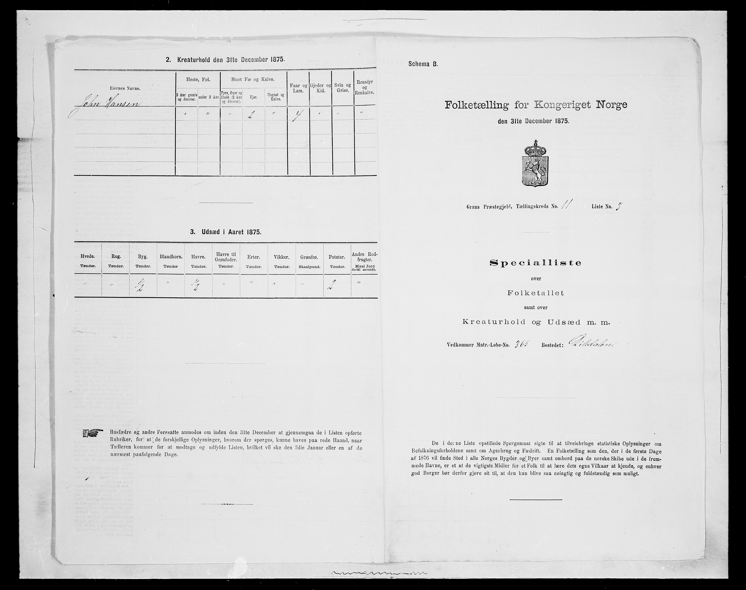 SAH, Folketelling 1875 for 0534P Gran prestegjeld, 1875, s. 2027