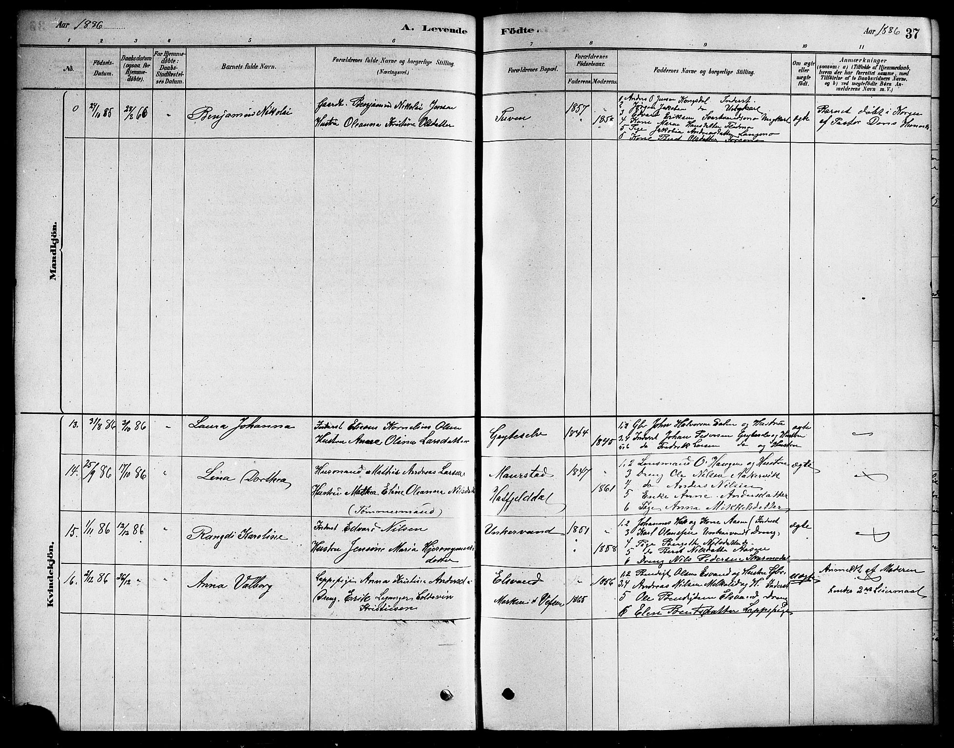 Ministerialprotokoller, klokkerbøker og fødselsregistre - Nordland, AV/SAT-A-1459/823/L0330: Klokkerbok nr. 823C02, 1879-1916, s. 37