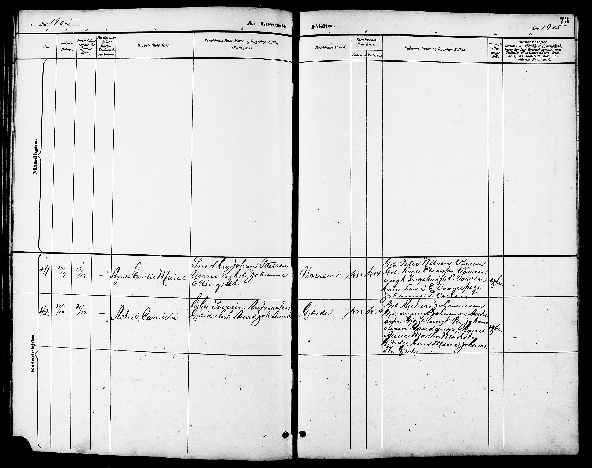 Ministerialprotokoller, klokkerbøker og fødselsregistre - Møre og Romsdal, AV/SAT-A-1454/503/L0049: Klokkerbok nr. 503C04, 1894-1915, s. 73