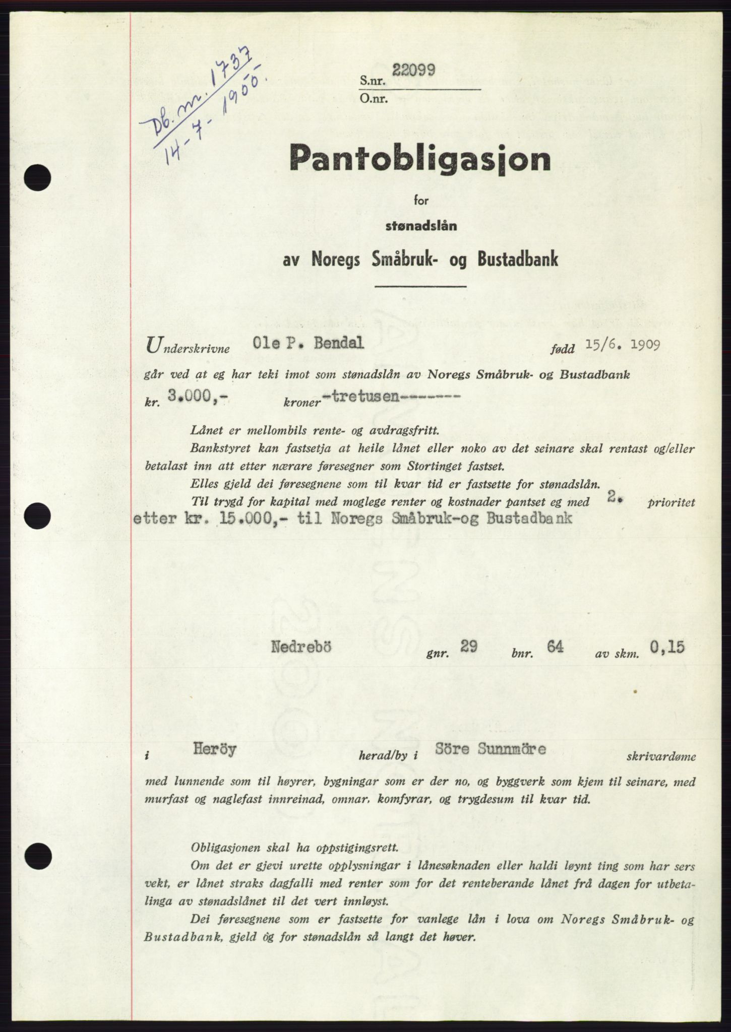 Søre Sunnmøre sorenskriveri, SAT/A-4122/1/2/2C/L0127: Pantebok nr. 15B, 1955-1955, Dagboknr: 1737/1955