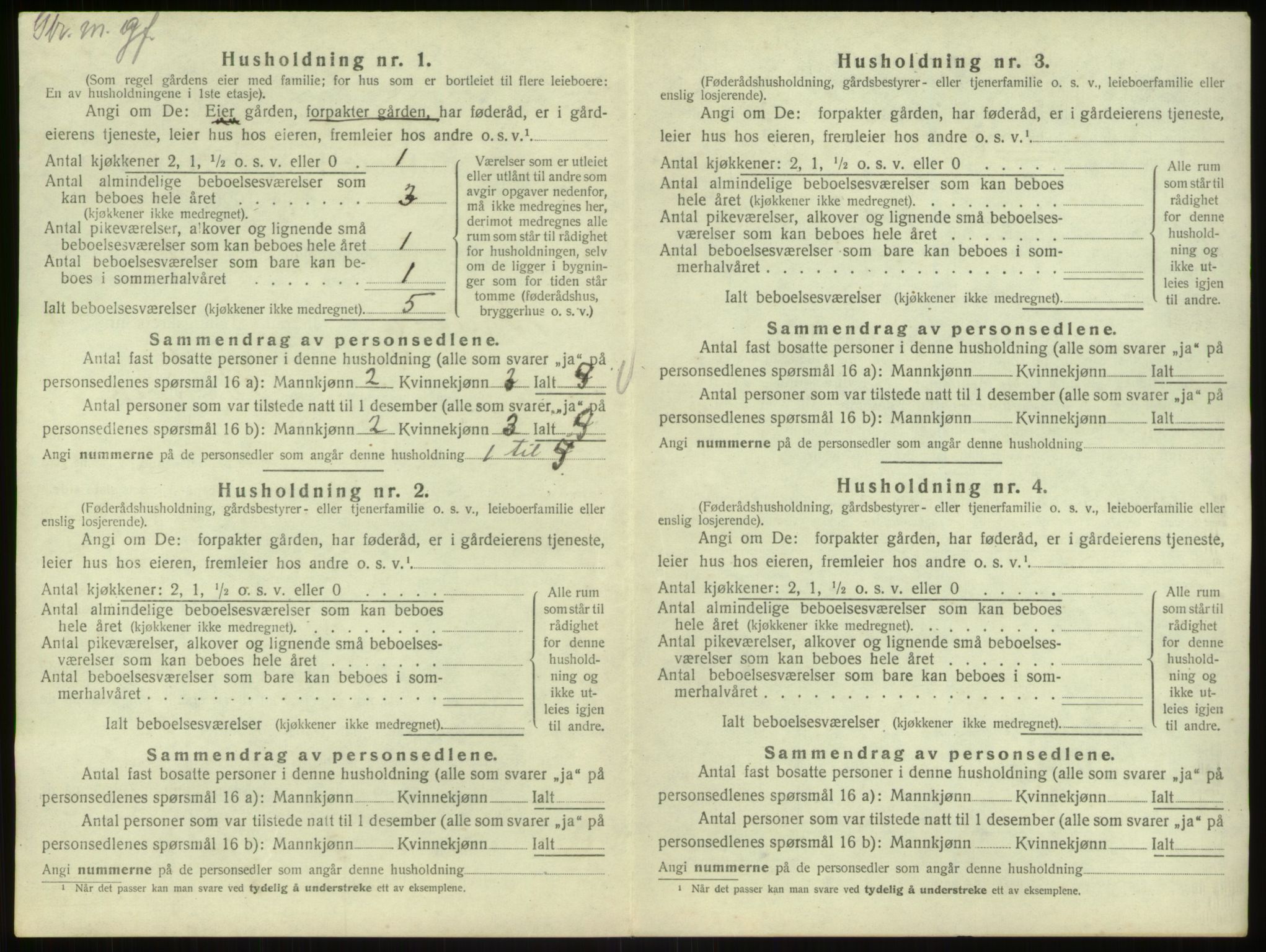 SAB, Folketelling 1920 for 1251 Bruvik herred, 1920, s. 884