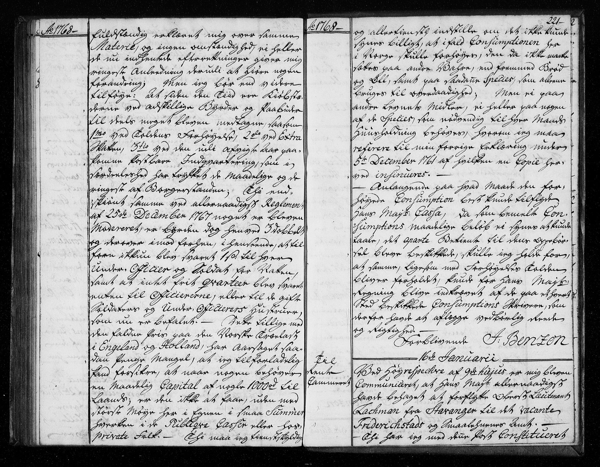 Stattholderembetet 1572-1771, AV/RA-EA-2870/Bf/L0006: Stattholderprotokoll (allmenn kopibok), 1767-1768, s. 220b-221a