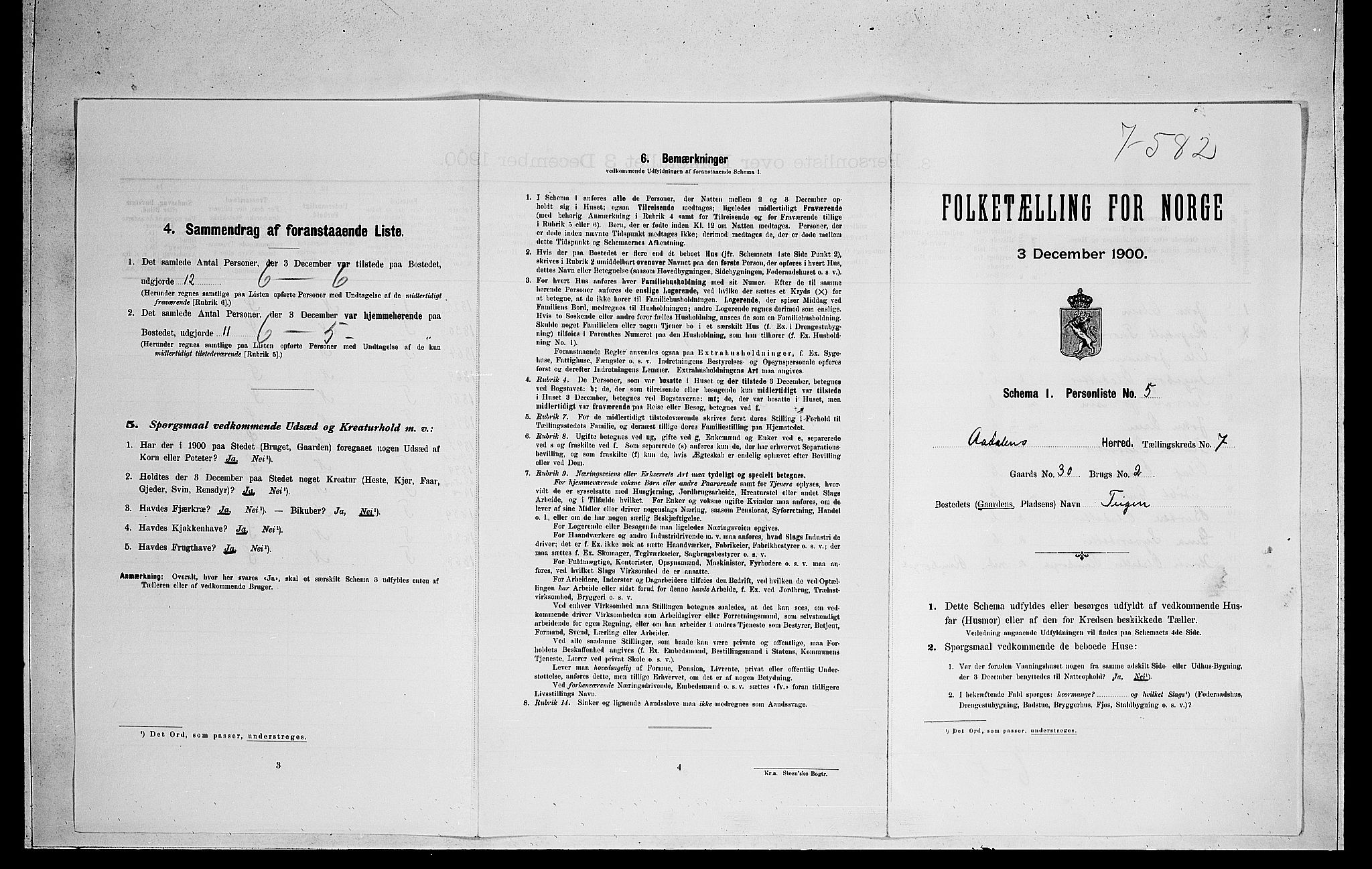 RA, Folketelling 1900 for 0614 Ådal herred, 1900, s. 478