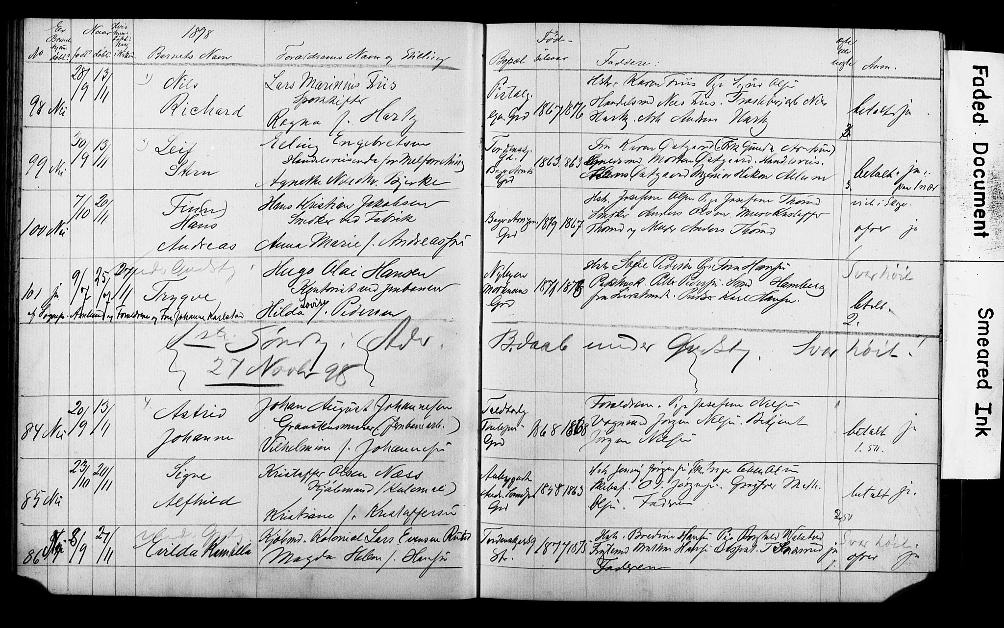 Strømsø kirkebøker, AV/SAKO-A-246/Y/Ya/L0005: Kladd til kirkebok nr. I 5, 1897-1903
