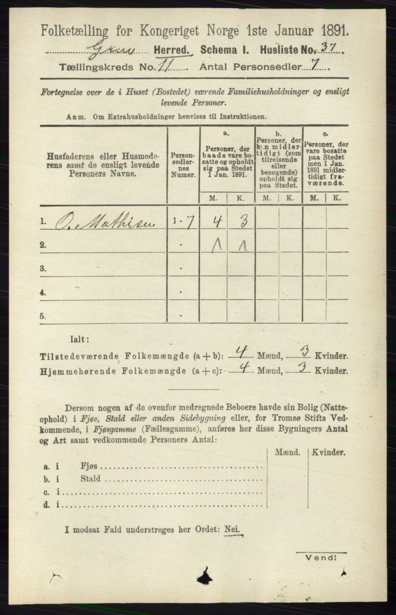 RA, Folketelling 1891 for 0423 Grue herred, 1891, s. 5852