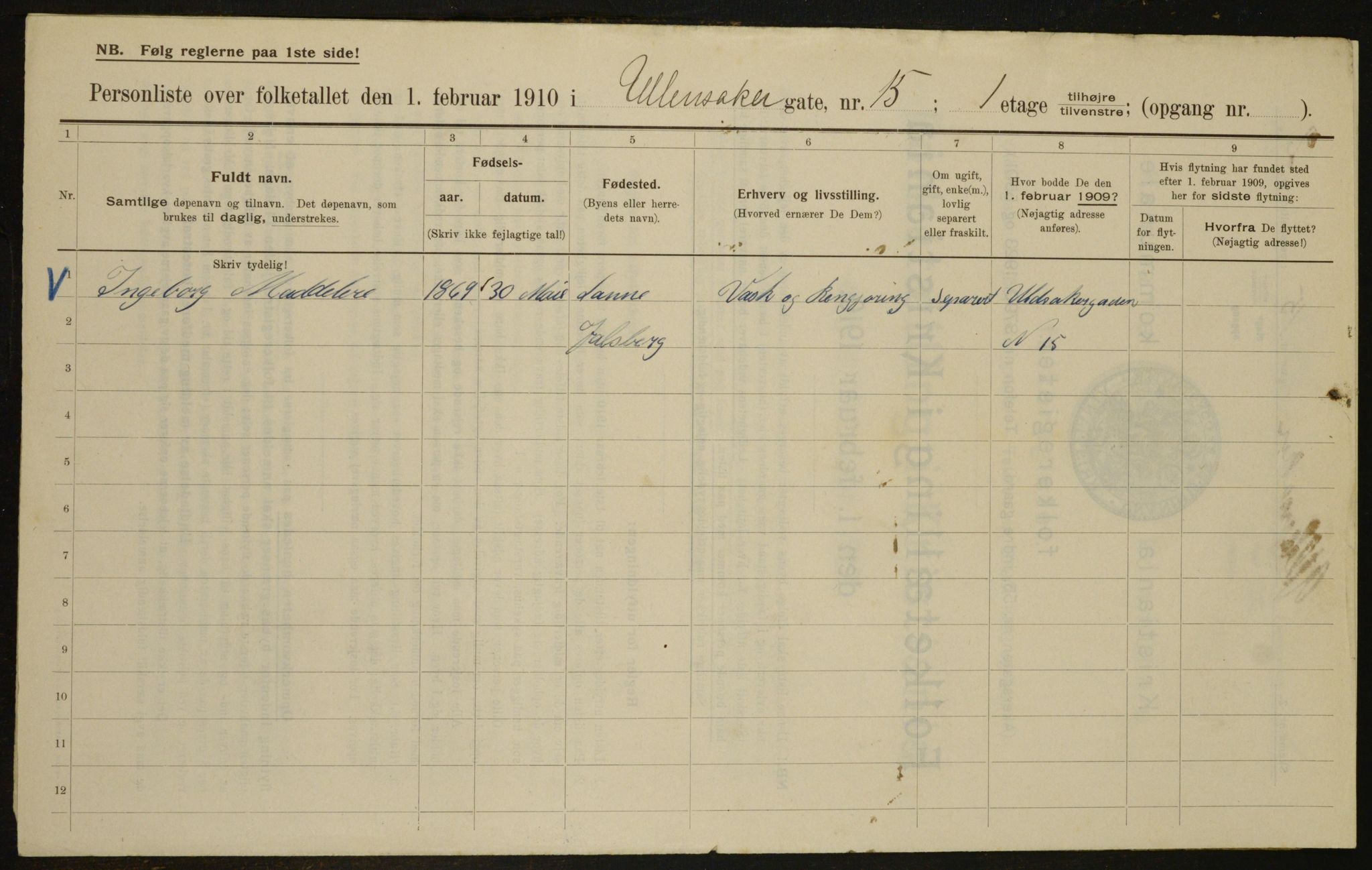 OBA, Kommunal folketelling 1.2.1910 for Kristiania, 1910, s. 112665