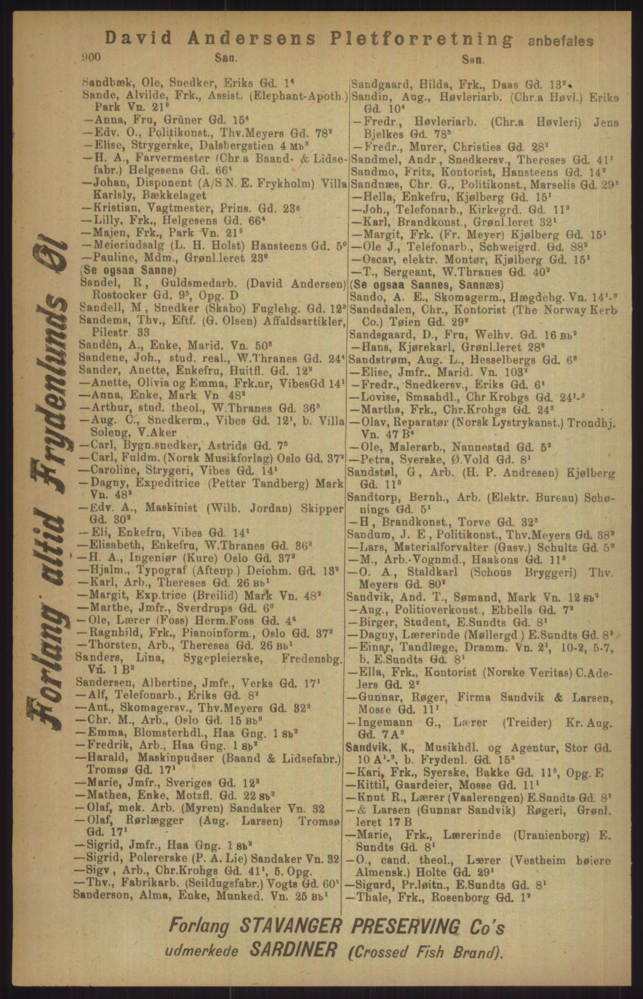 Kristiania/Oslo adressebok, PUBL/-, 1911, s. 900