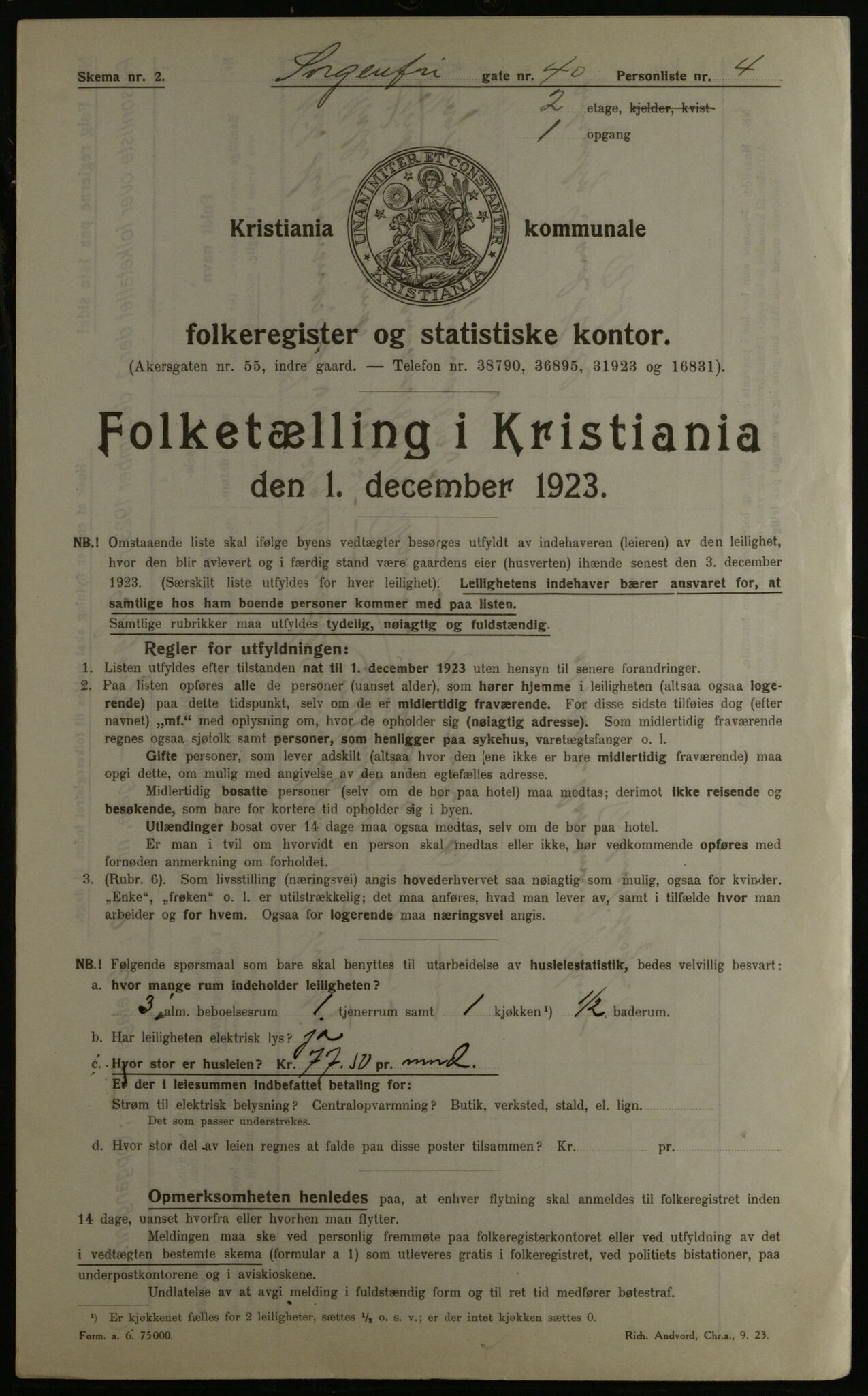 OBA, Kommunal folketelling 1.12.1923 for Kristiania, 1923, s. 110888