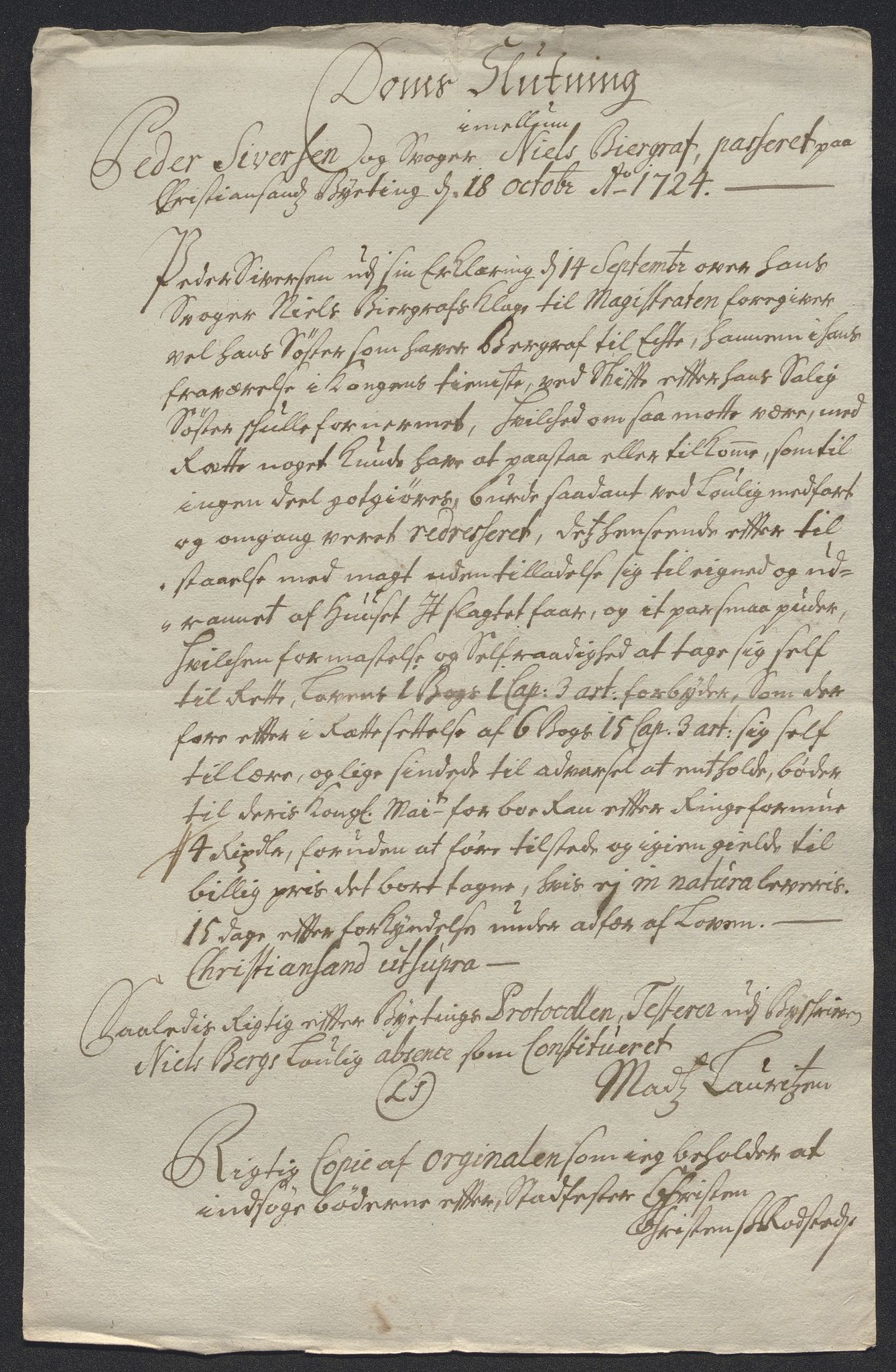 Rentekammeret inntil 1814, Reviderte regnskaper, Byregnskaper, AV/RA-EA-4066/R/Rm/L0286: [M19] Sikt og sakefall, 1719-1727, s. 330