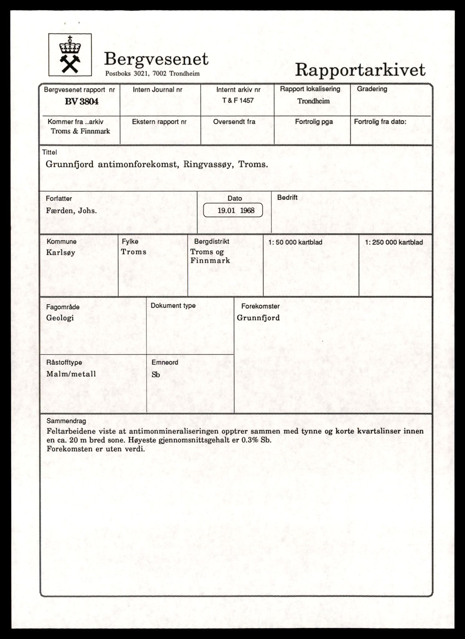 Direktoratet for mineralforvaltning , AV/SAT-A-1562/F/L0433: Rapporter, 1912-1986, s. 633