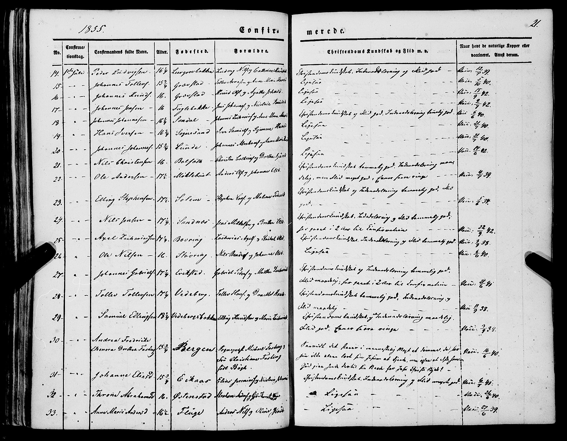 Jølster sokneprestembete, SAB/A-80701/H/Haa/Haaa/L0010: Ministerialbok nr. A 10, 1847-1865, s. 21