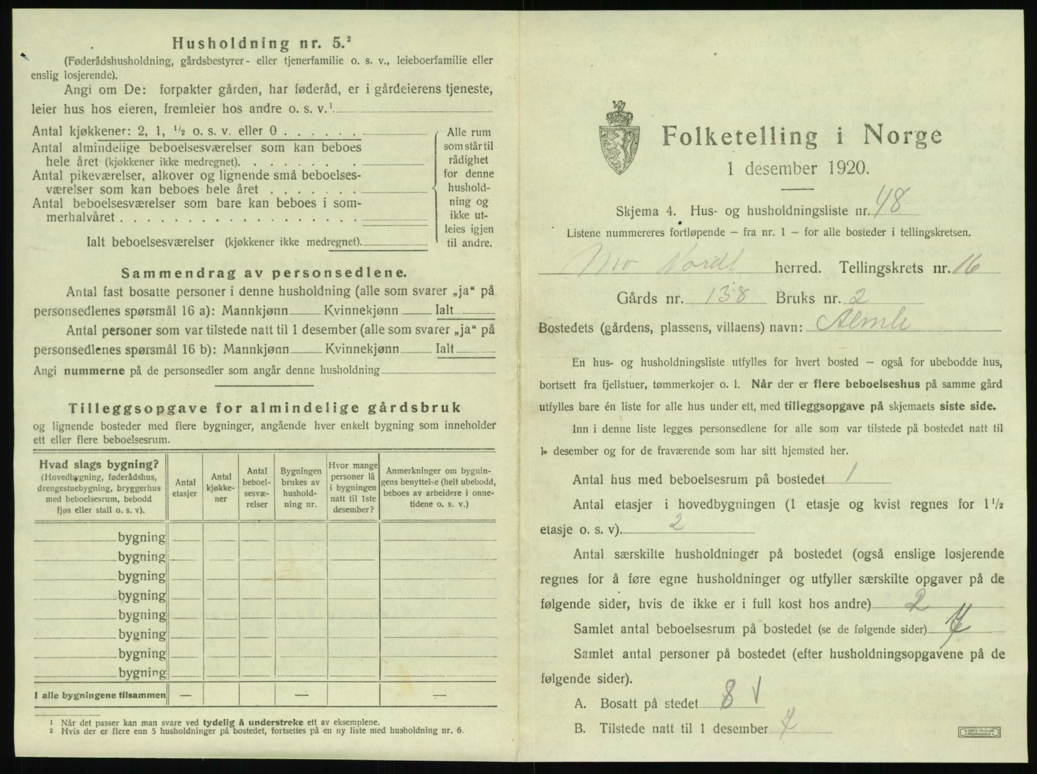 SAT, Folketelling 1920 for 1833 Mo herred, 1920, s. 1900